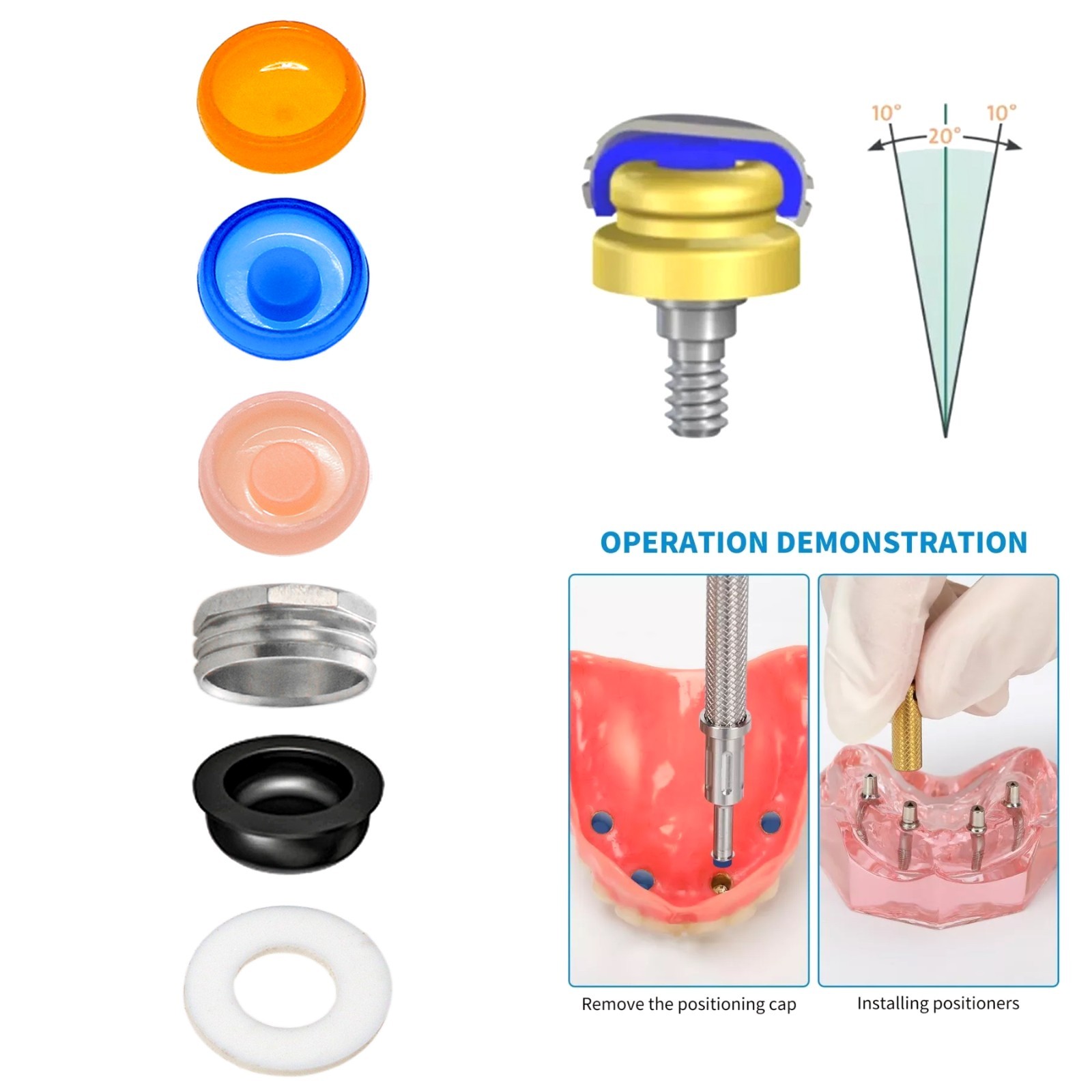 US Dental Overdenture Locator Core Tool Strong Retention Caps 1.2/2.4lbs Inserts