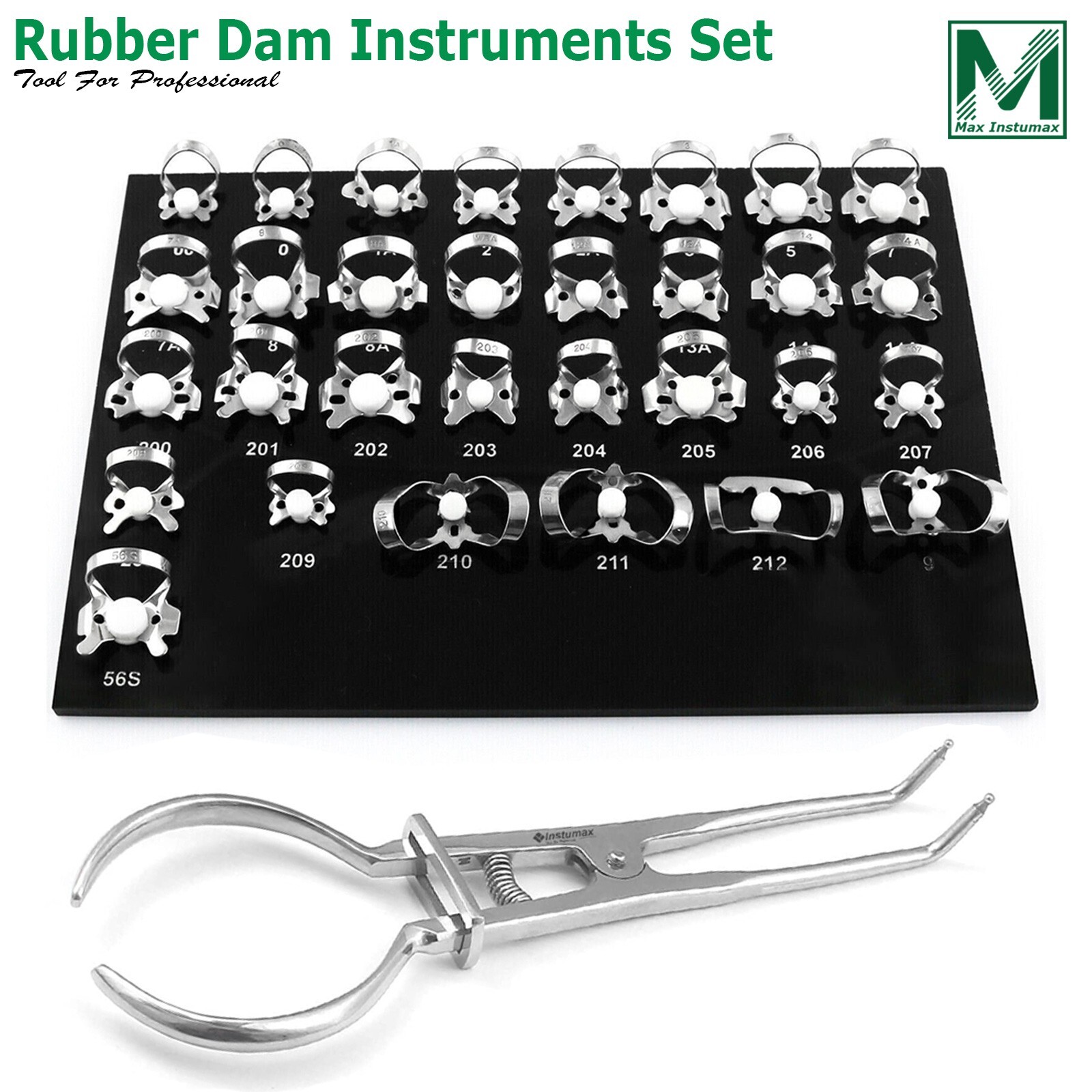 Rubber Dam Frame Punch Template Clamps Forceps Dental Endodontic Lab Instruments