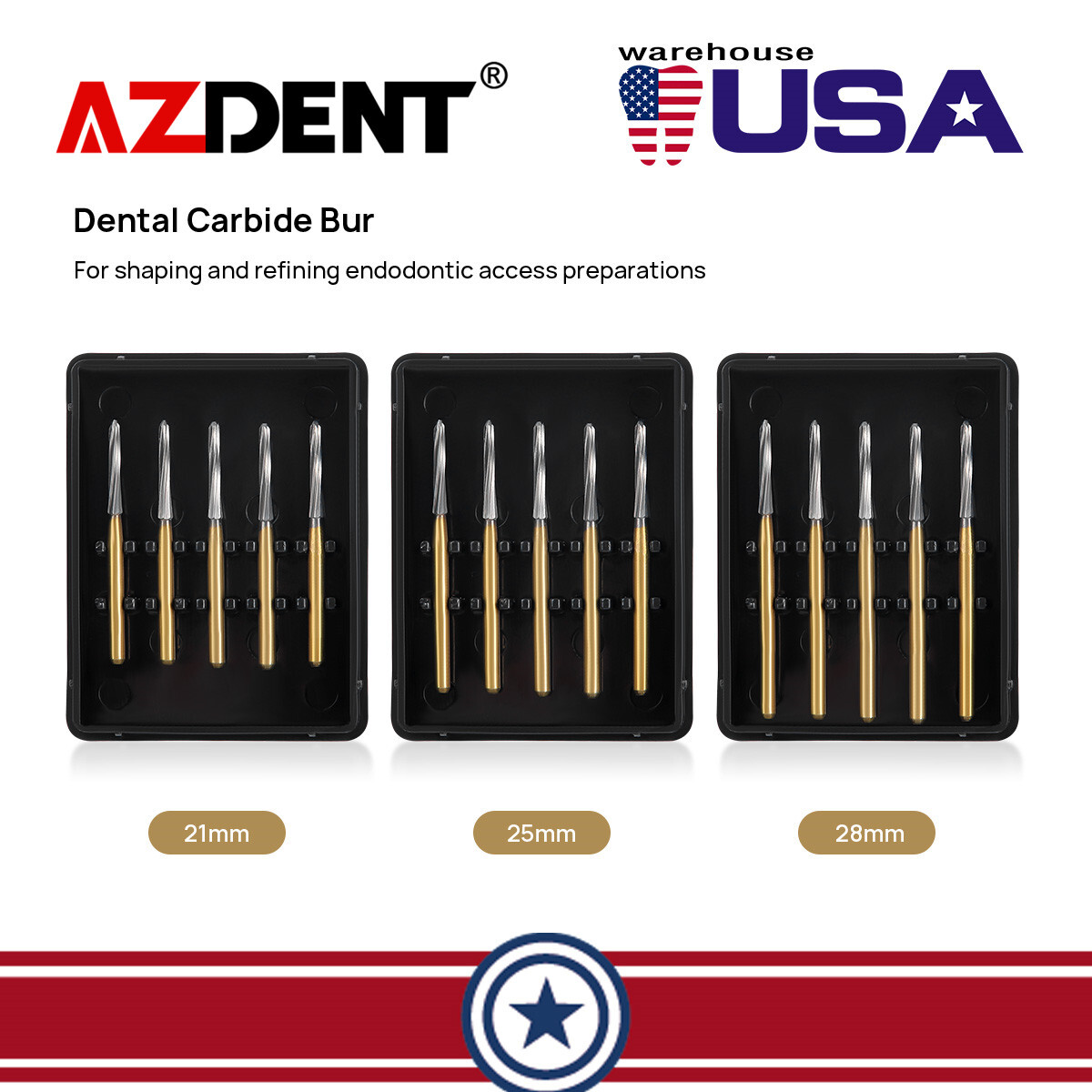 AZDENT Dental Endo-Z Tungsten Carbide Burs Shaping&Refining High Speed FG 1.6mm