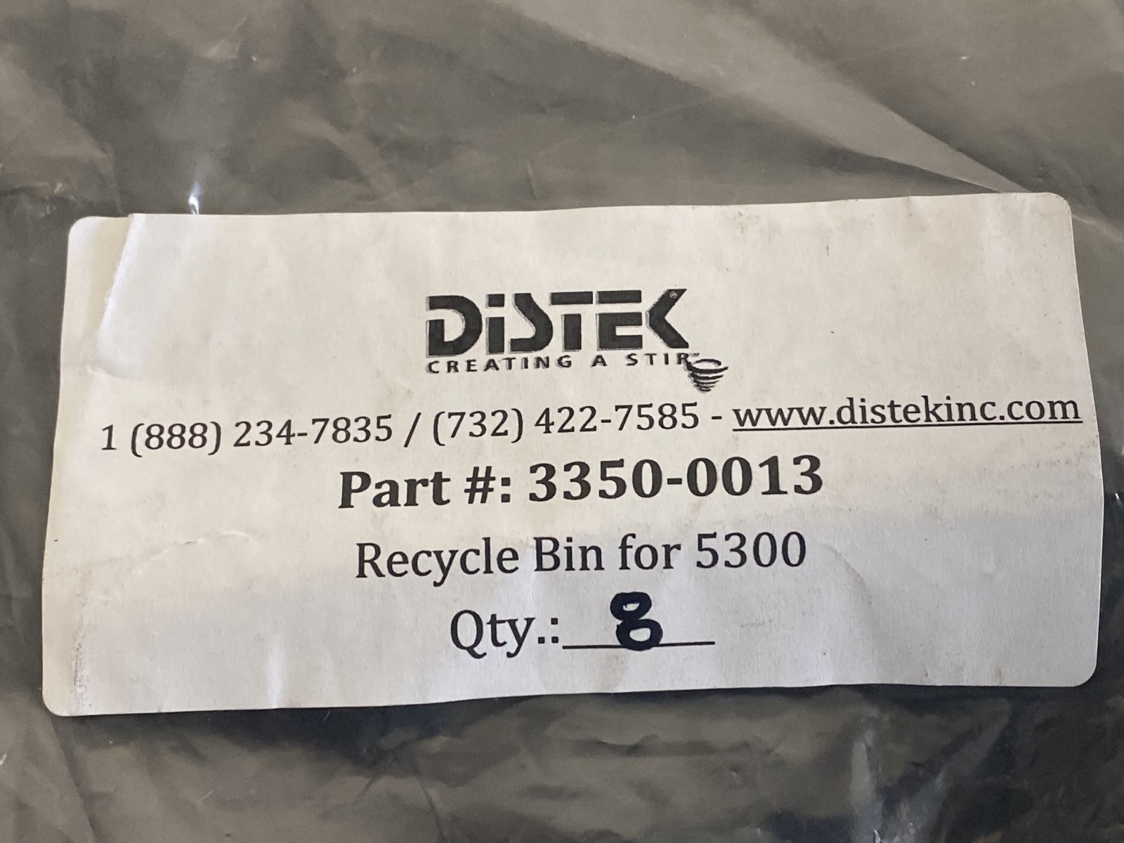 New (8) DISTEK Dissolution Sampling Recycle Bins for Eclipse 5300 3350-0013