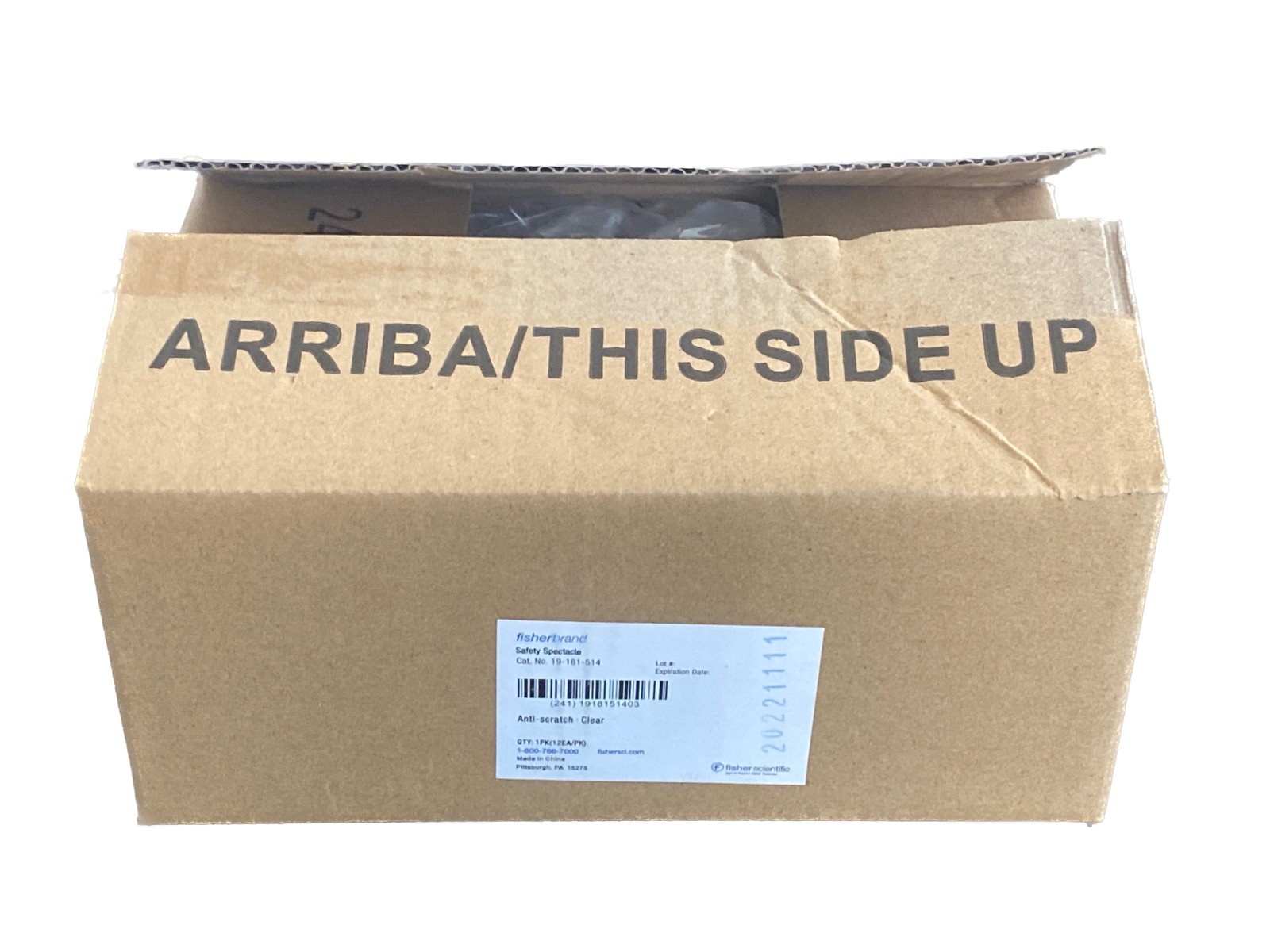 (12/Pk) FISHERBRAND Clear Safety Glasses Wraparound Eye Protection 19-181-514
