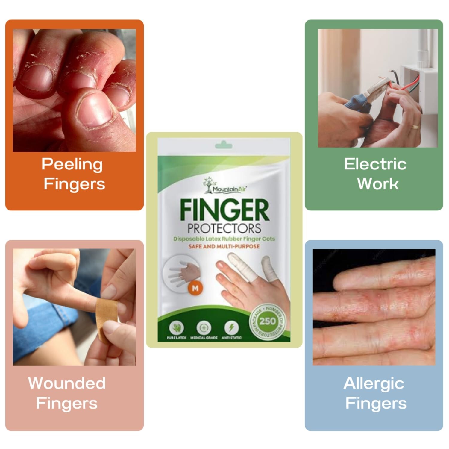 Latex-Free Finger Covers – 250 Stretchy Finger Gloves for Multi-Use Protection