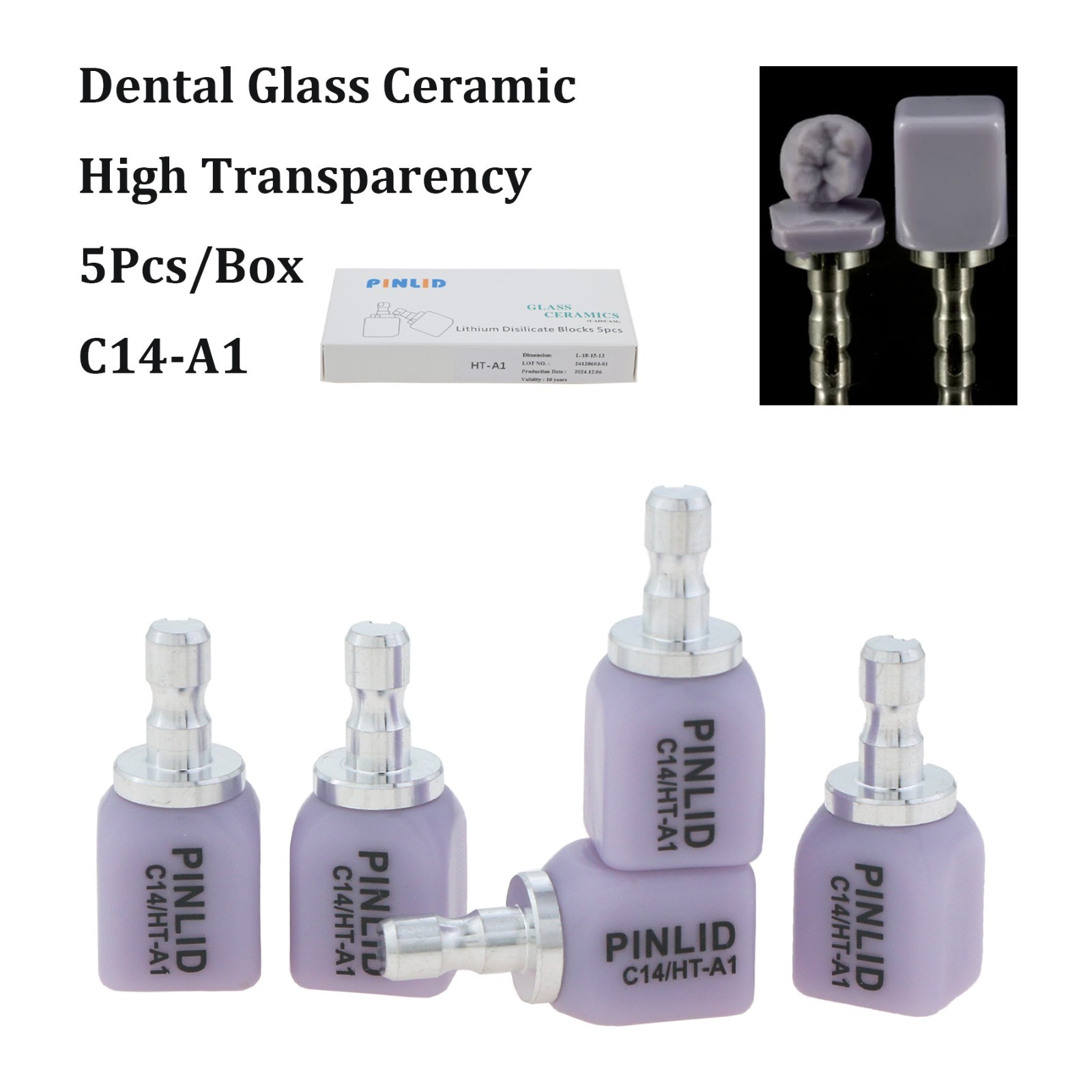 C14 Dental Lithium Disilicate Glass-ceramic Blocks HT/LT Emax Chairside CAD/CAM