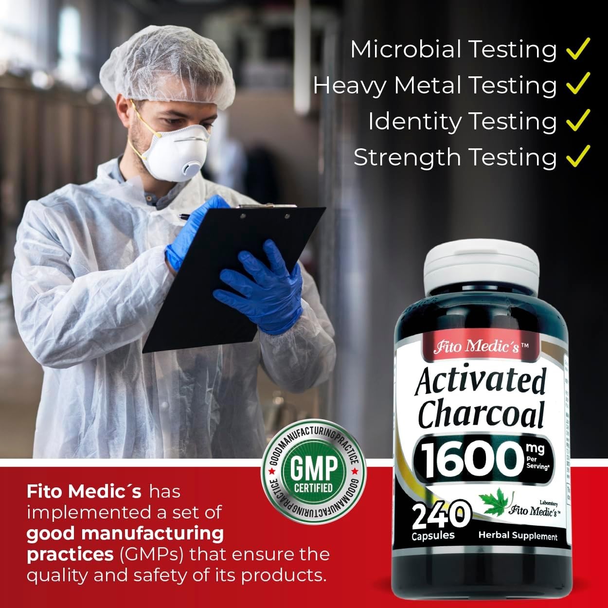 Activated Charcoal Vegan Capsules 1600mg 240 Absorbent Ultra high Absorption US.