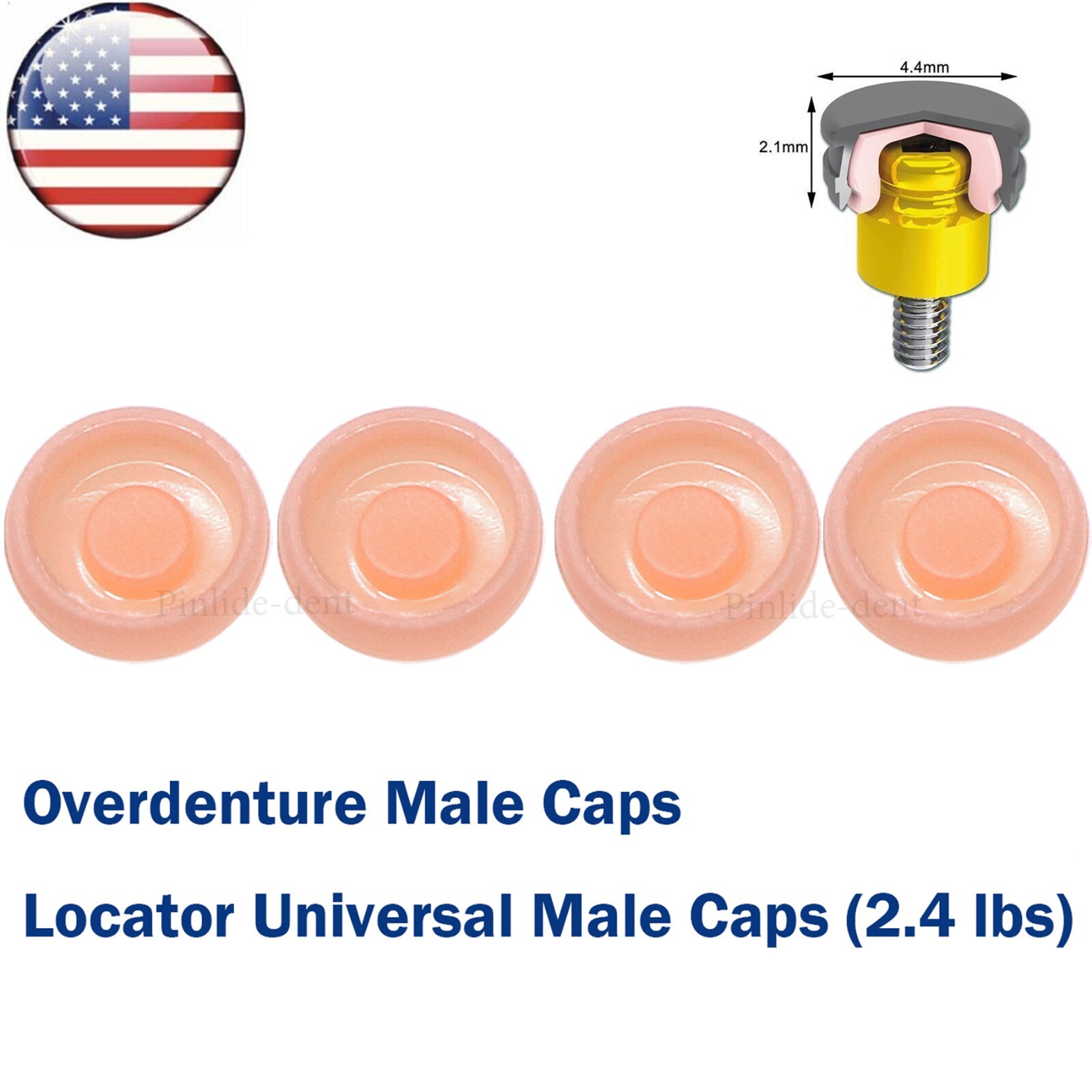 US Dental Overdenture 2.4lbs Retentive Caps Pink Use For LocatOr System lmplants