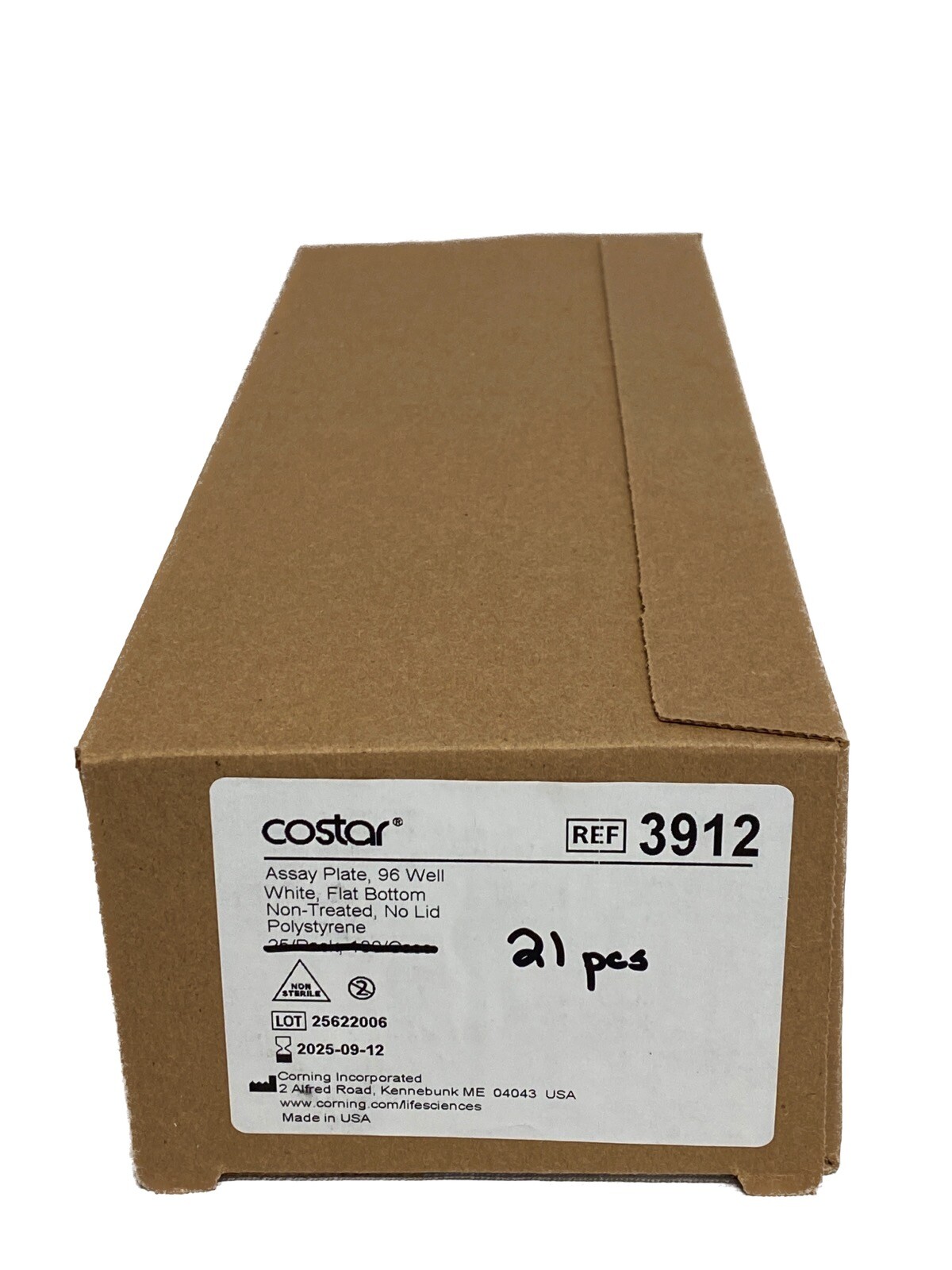 (21) CORNING 96-Well White PS Flat Bottom Assay Microplates Non-Sterile 3912