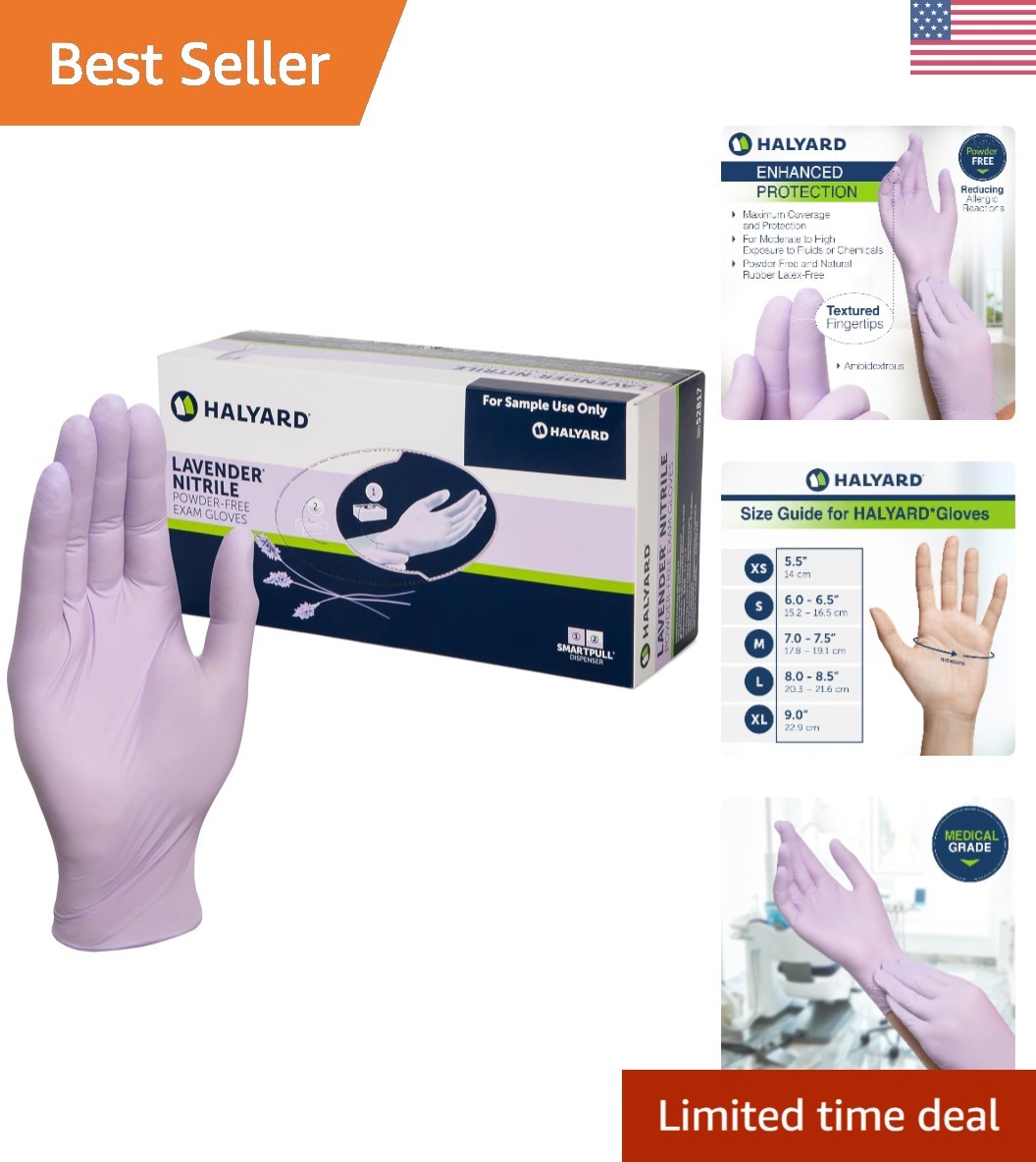 Professional Lavender Nitrile Exam Gloves – Waterproof, Powder-Free, Medium Size