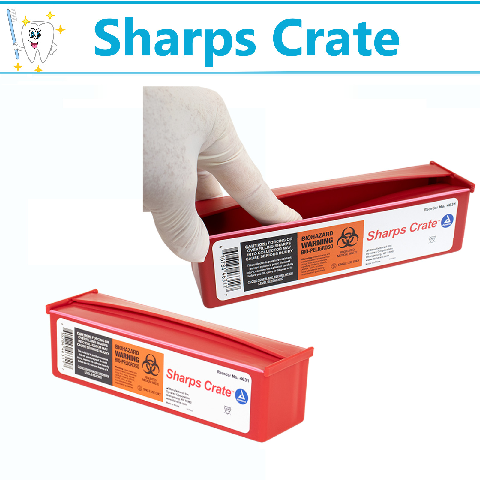 Sharps Container 0. 5 | Biohazard Needle and Syringe Disposal Flip Lid Dynarex