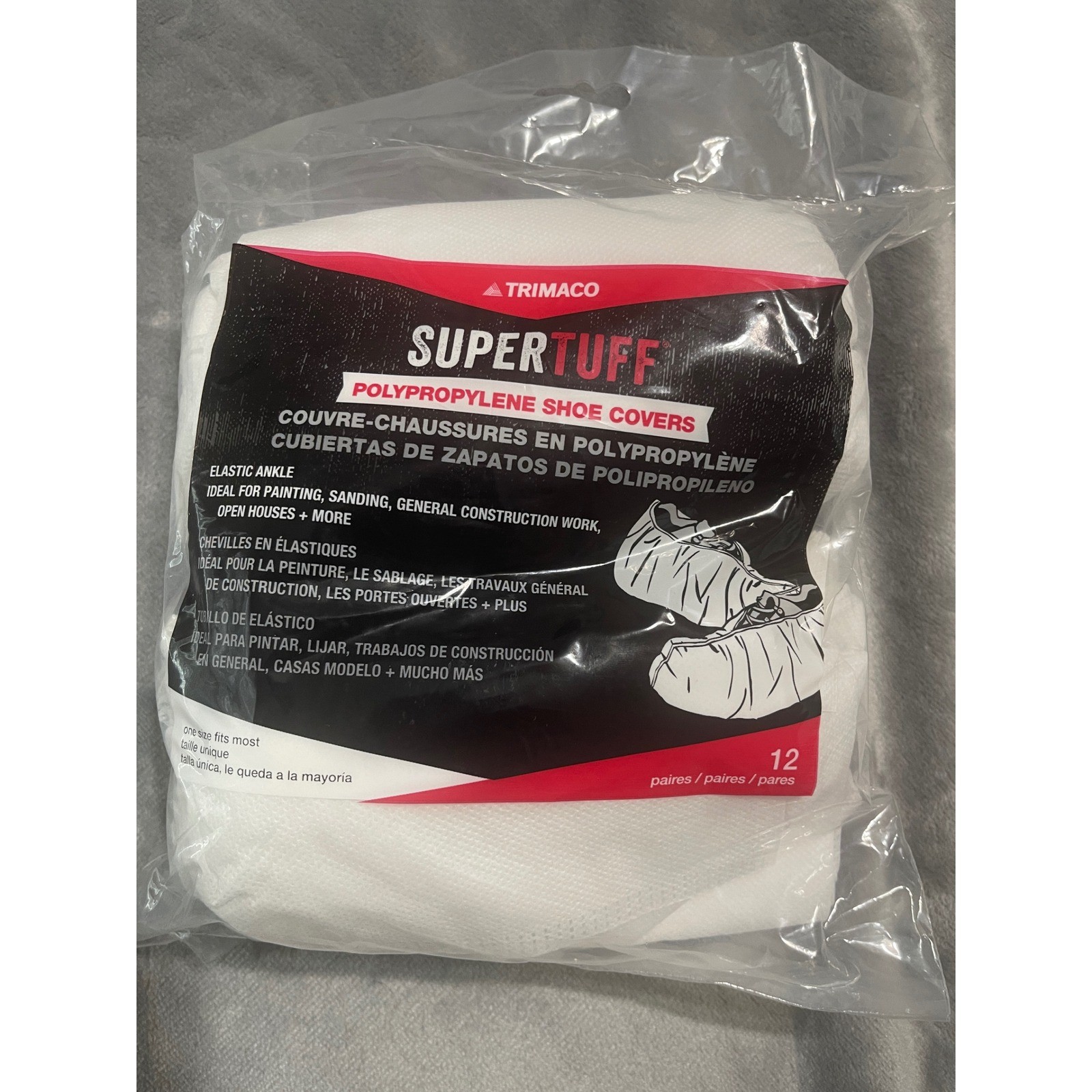 Trimaco SuperTuff Polypropylene Shoe Covers – Painting, Construction, 12 Pairs