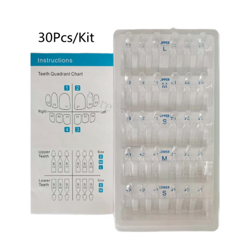 1Kit(30Pcs) Dental Composite Resin Veneers Mould Light Cure Anterior Front Teeth