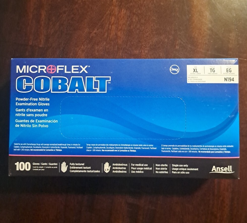 3 pack MICROFLEX COBALT N194 Blue Nitrile Gloves Powder-Free, XL