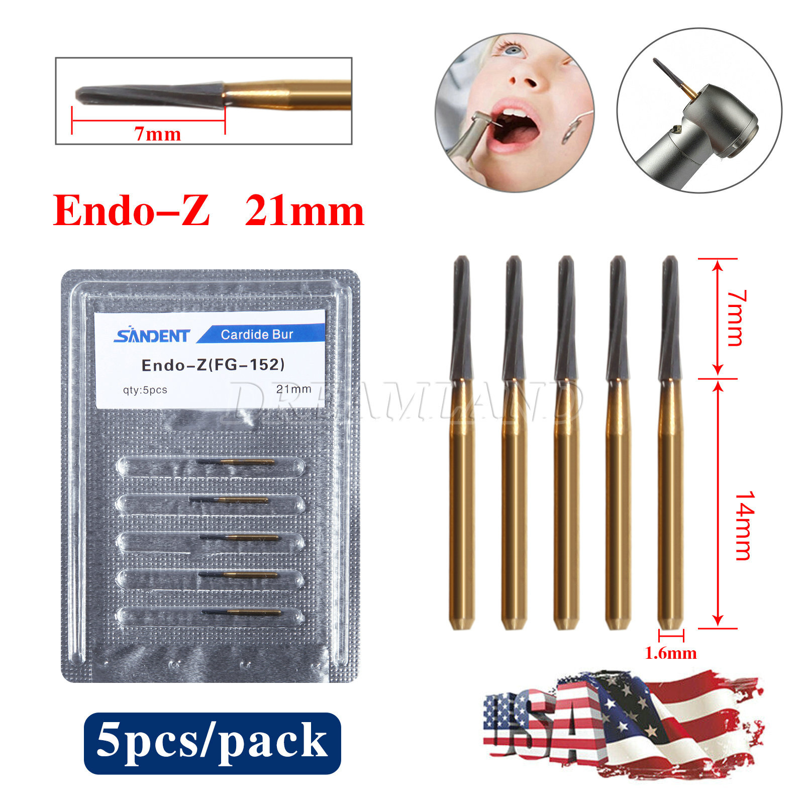 Dental Surgical Burs Long Shank 557L 556 558 Carbide 25mm For High/Low Speed RA
