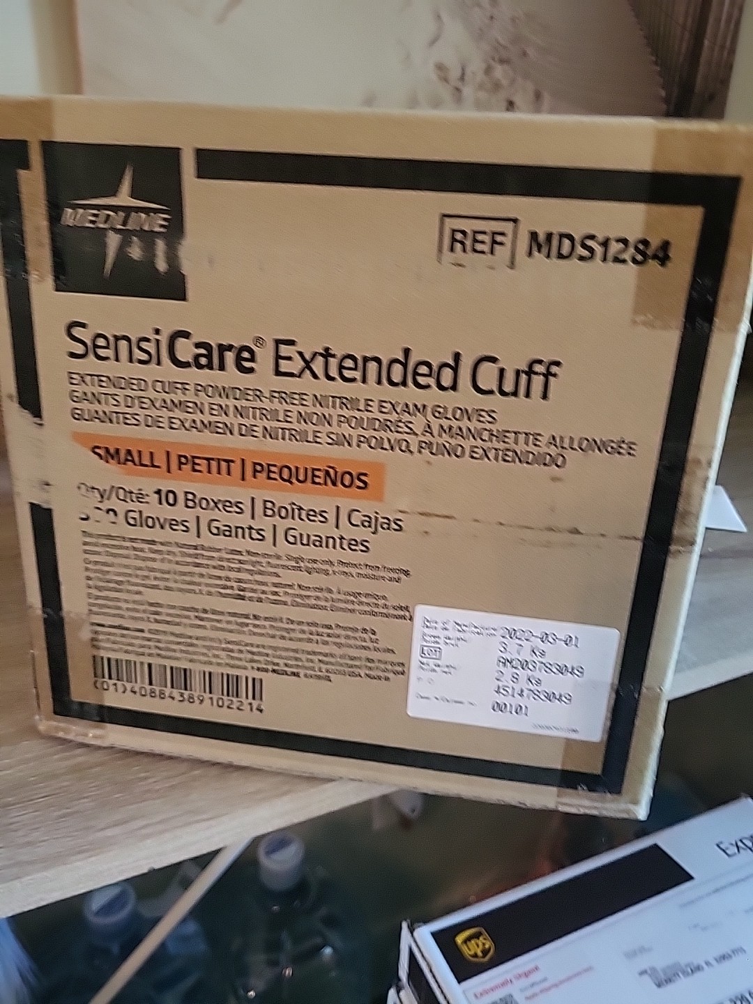 Case/500 Gloves Medline SensiCare Extended Cuff Nitrile Exam Small MDS1284