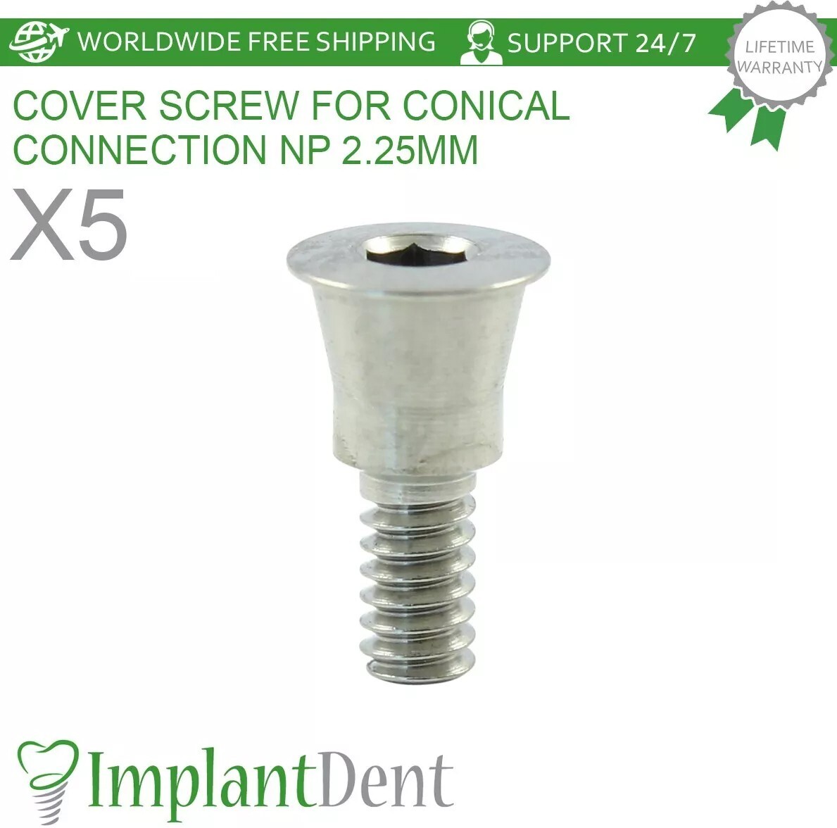5x Dental Cover Screw For Conical Connection NP 2.25mm Titanium Dentistry Tool