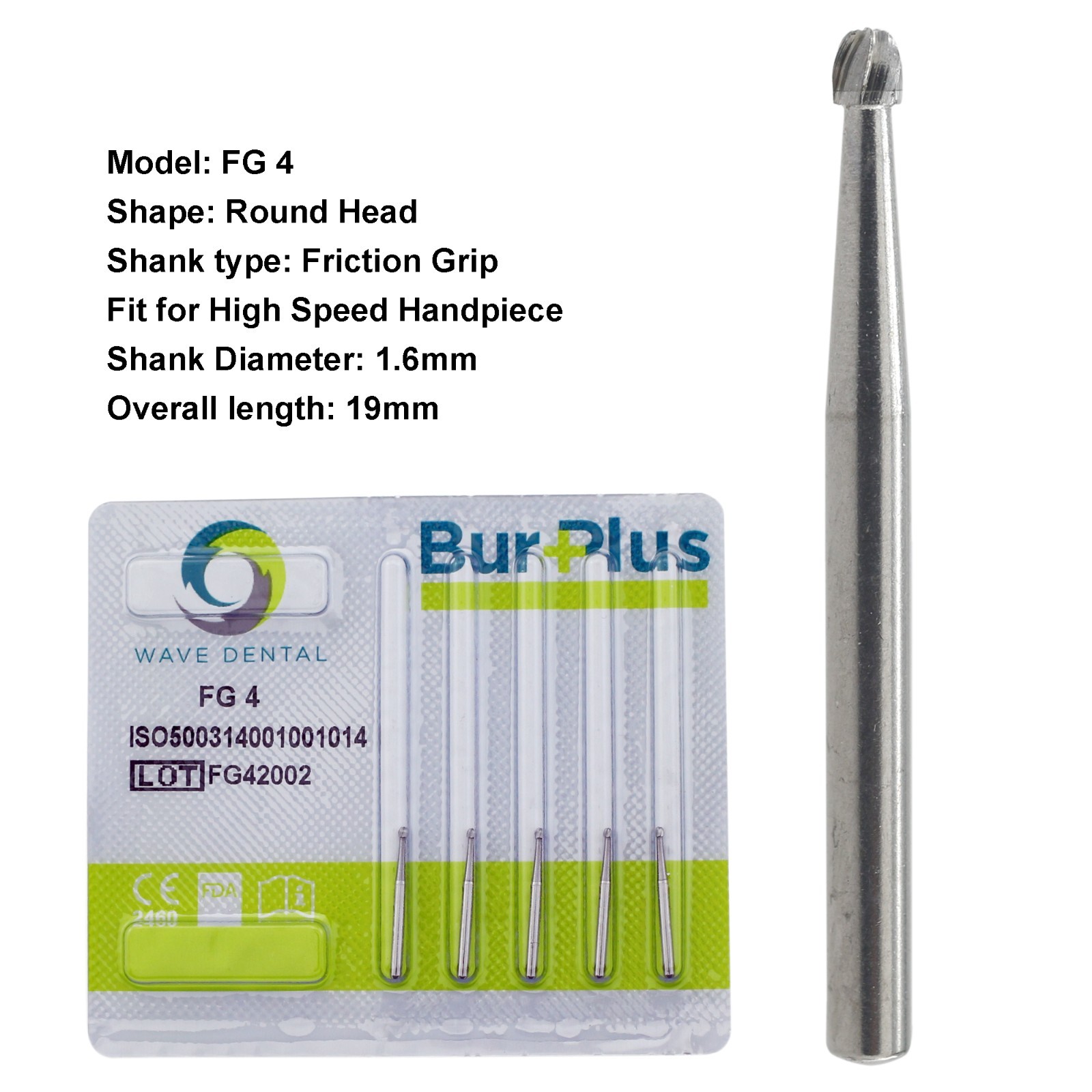 Wave Dental Burs Round Tungsten Carbide High Speed FG 1/2 1/4 1 2 3 4 5 6 7 8