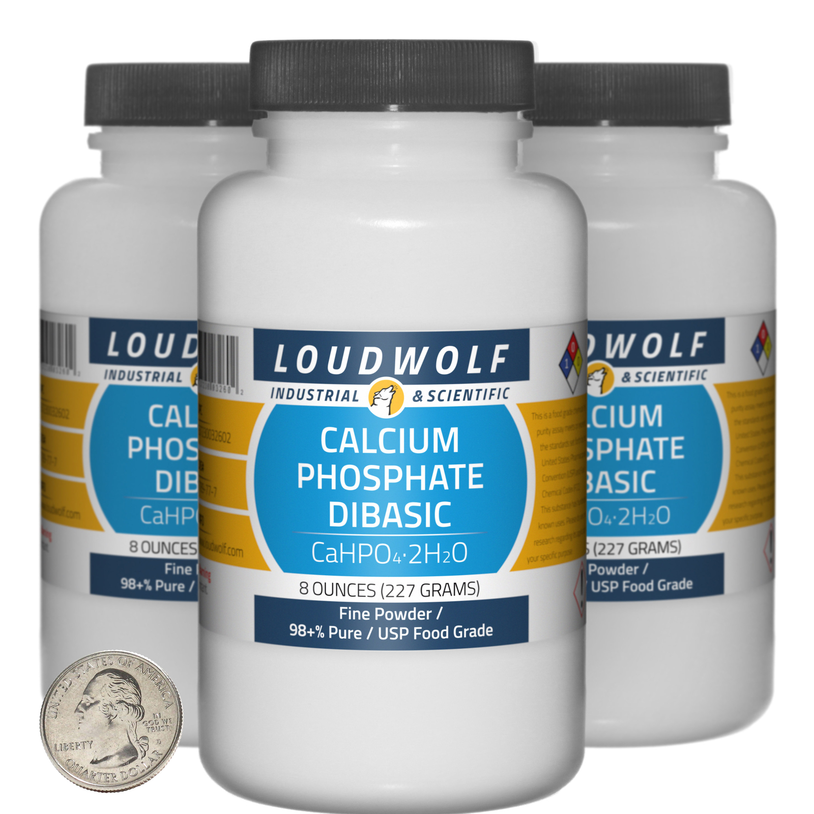 Calcium Phosphate Dibasic / 1.5 Lbs / 3 Bottles / 98+% USP Food Grade