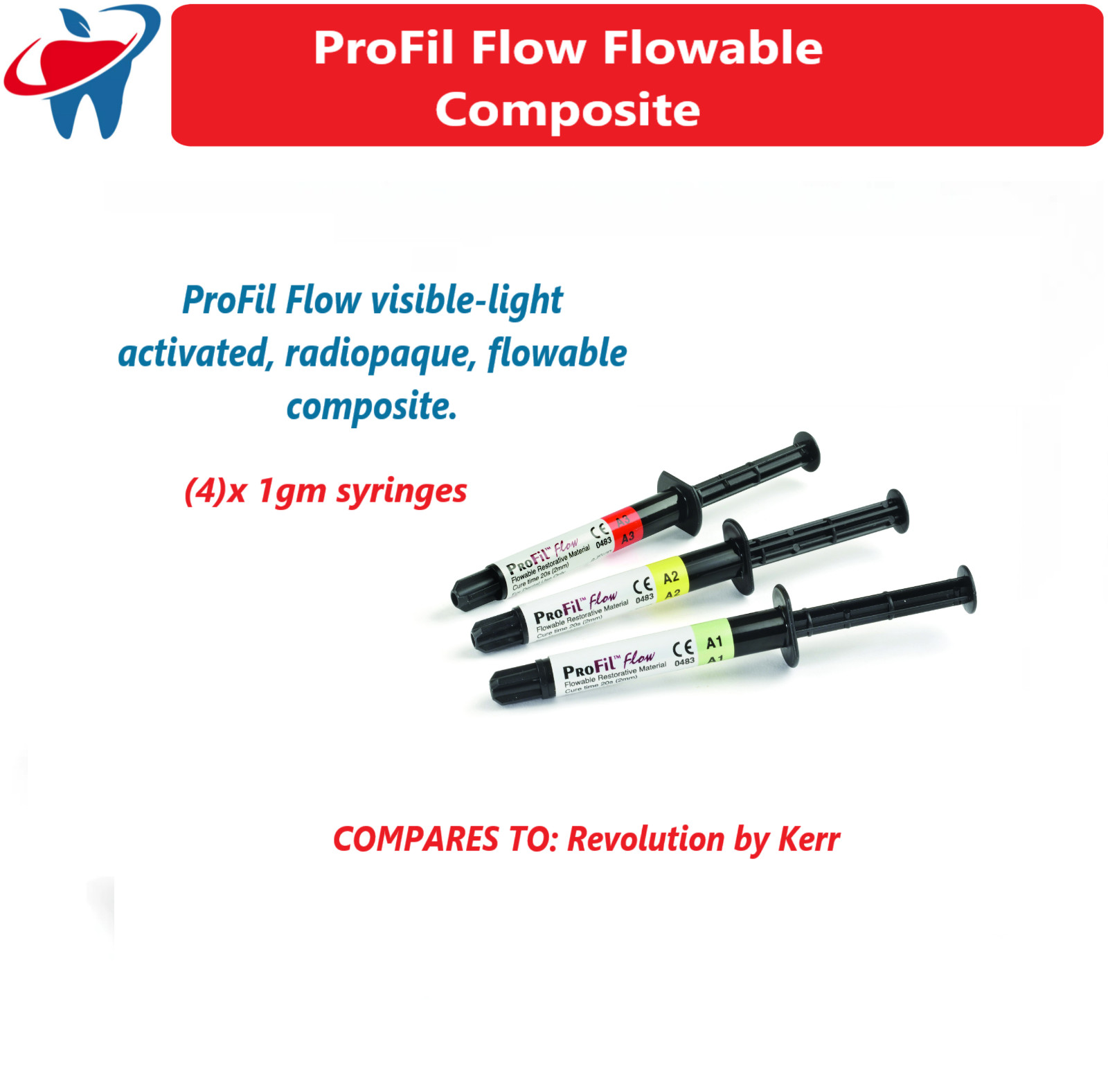 Dental ProFil Flow Flowable Micro-Hybrid Composite 4/pk Visible-light activated