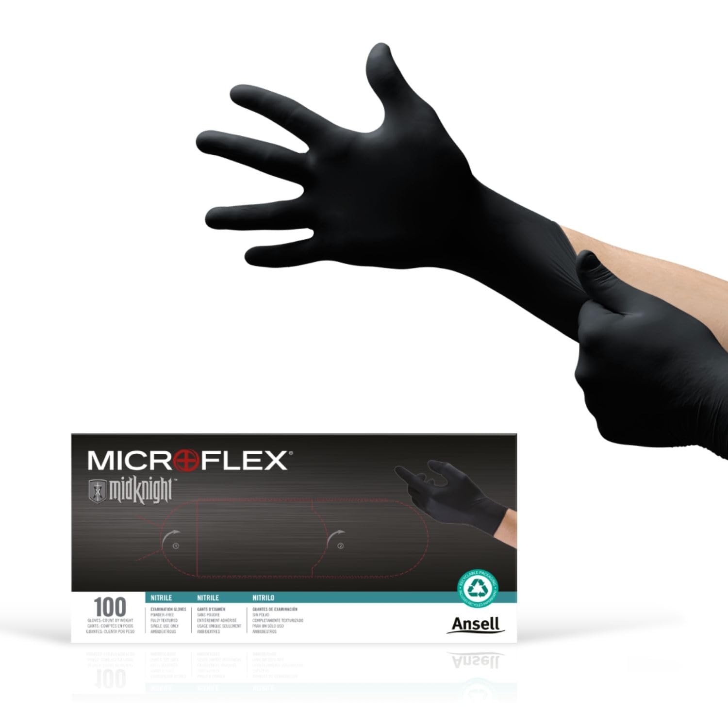 MICROFLEX MidKnight MK-296 Disposable Nitrile Gloves for Automotive, Law Enfo…
