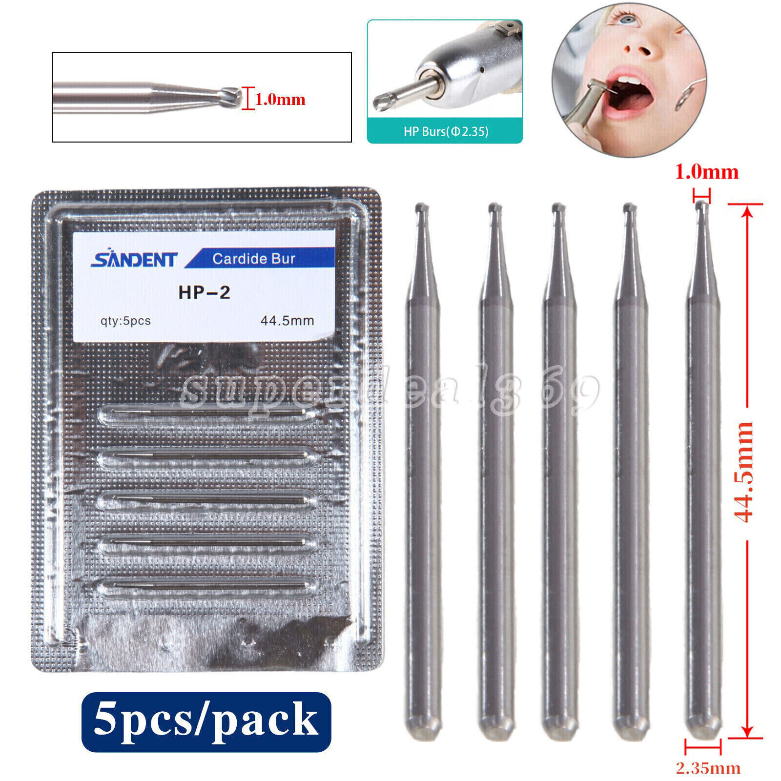 Dental Carbide Burs HP 1 2 3 4 8 Long Straight Bur Slow Speed Handpiece SA