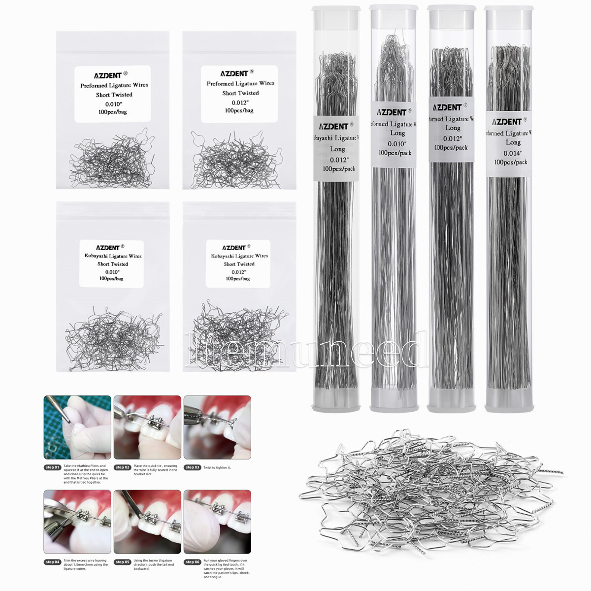 Dental Orthodontic SS Wires Kobayashi Preformed Ligature Ties Long/Short/Twist