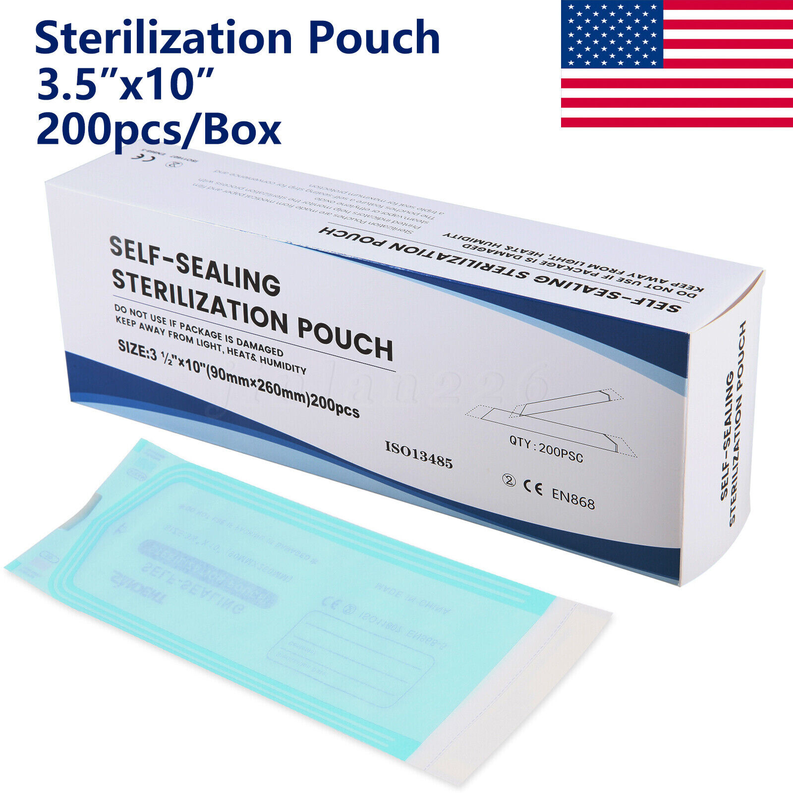 3.5″ x 10″ Dental Medical Self Seal Pouch Sterilization Bag Pouches (200 Bags)