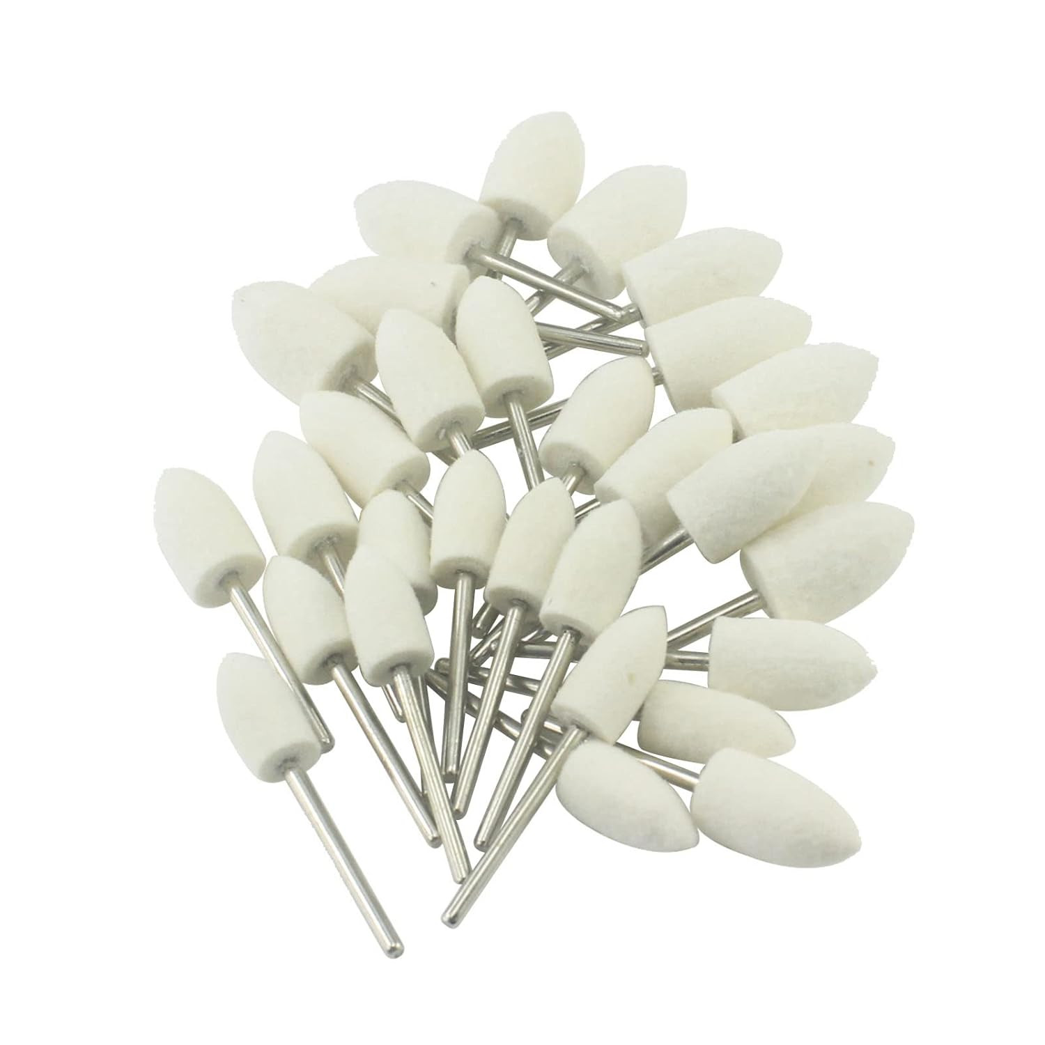 30 Pcs Wool Felt Polishing Bits, 3/32” Shank Cone Shape Wool Polishing Points f