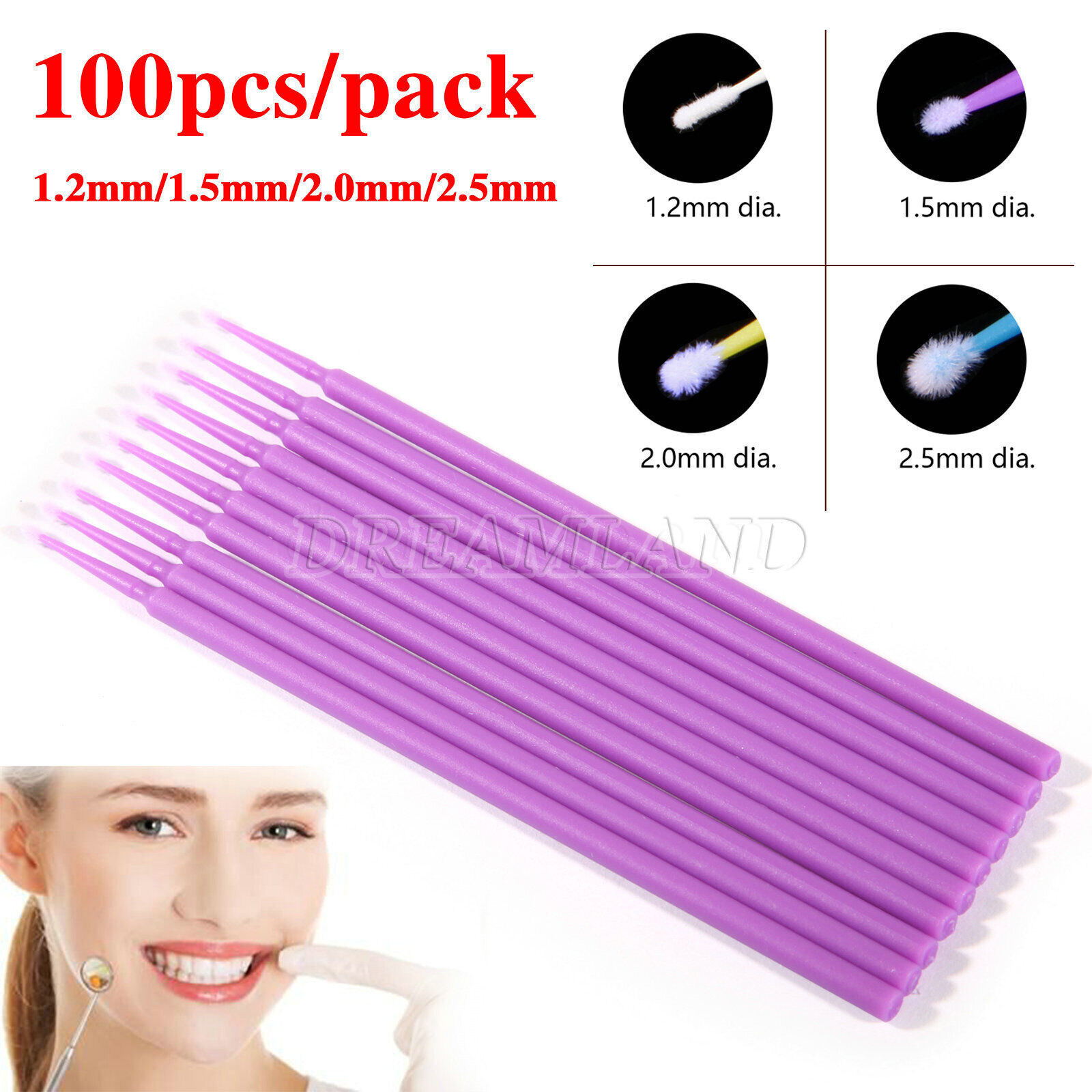 NEW Dental Microbrush Disposable Applicators Tips Micro Brush Cleaning 4Sizes
