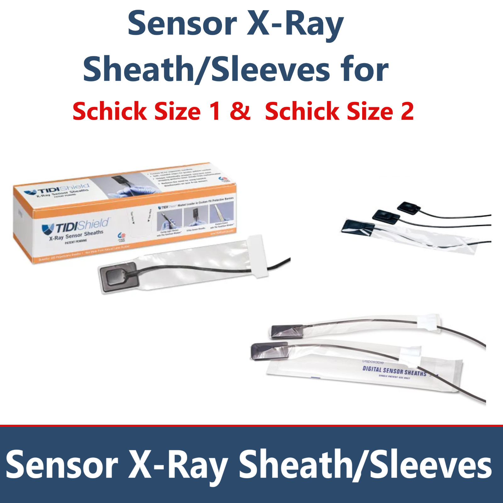 Dental Digital X-Ray Sensor Sleeve Sensor Cover For Shick 1 or Shick 2, 500/Bx