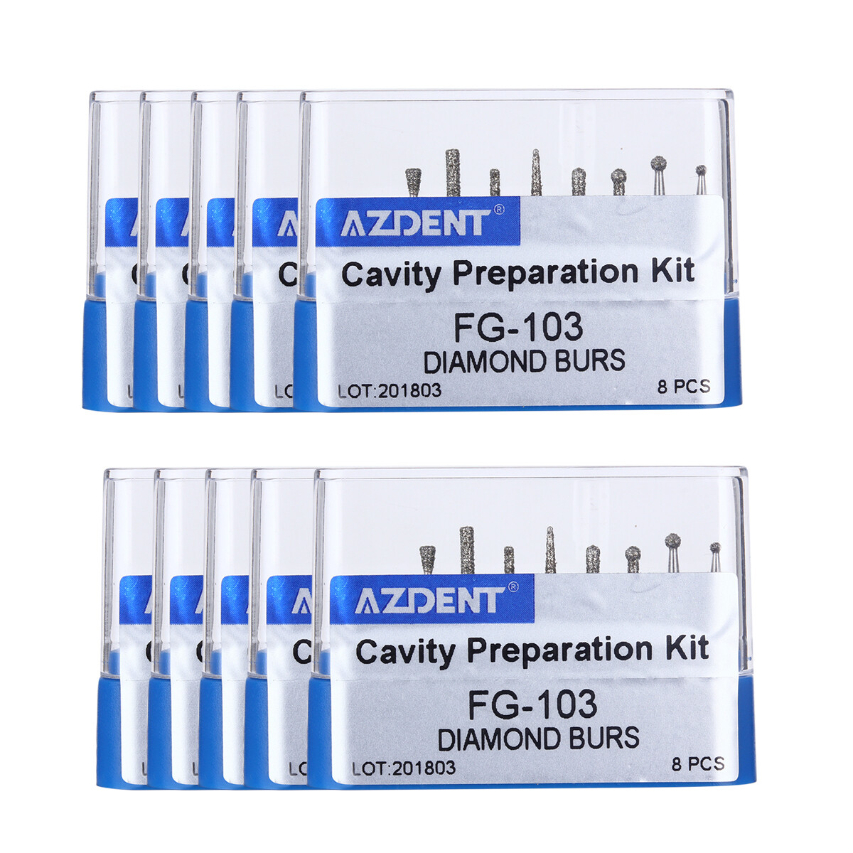 8pcs/kit AZDENT Dental Diamond Burs Cavity Preparation kit FG-103 Blue