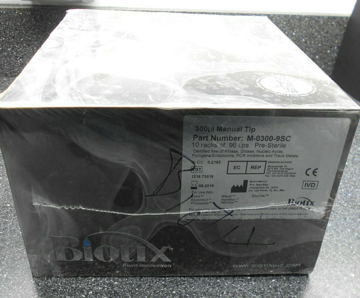 BIOTIX M 0300 9SC 300µl STERILE MANUAL TIPS 10 TRAYS OF 96 TIPS