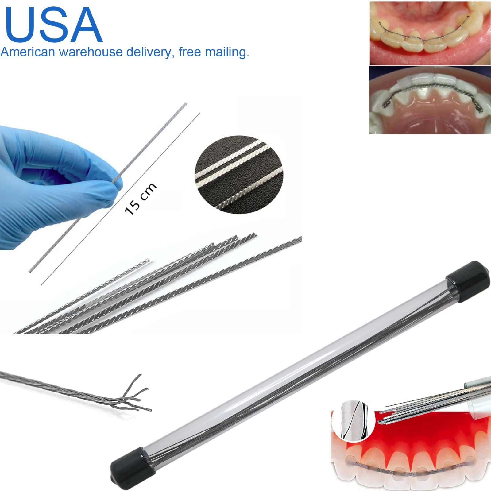 US 10Pcs/Pack Dental Orthodontic Flat Strand Lingual Retainer Wire 010″x028″ SS