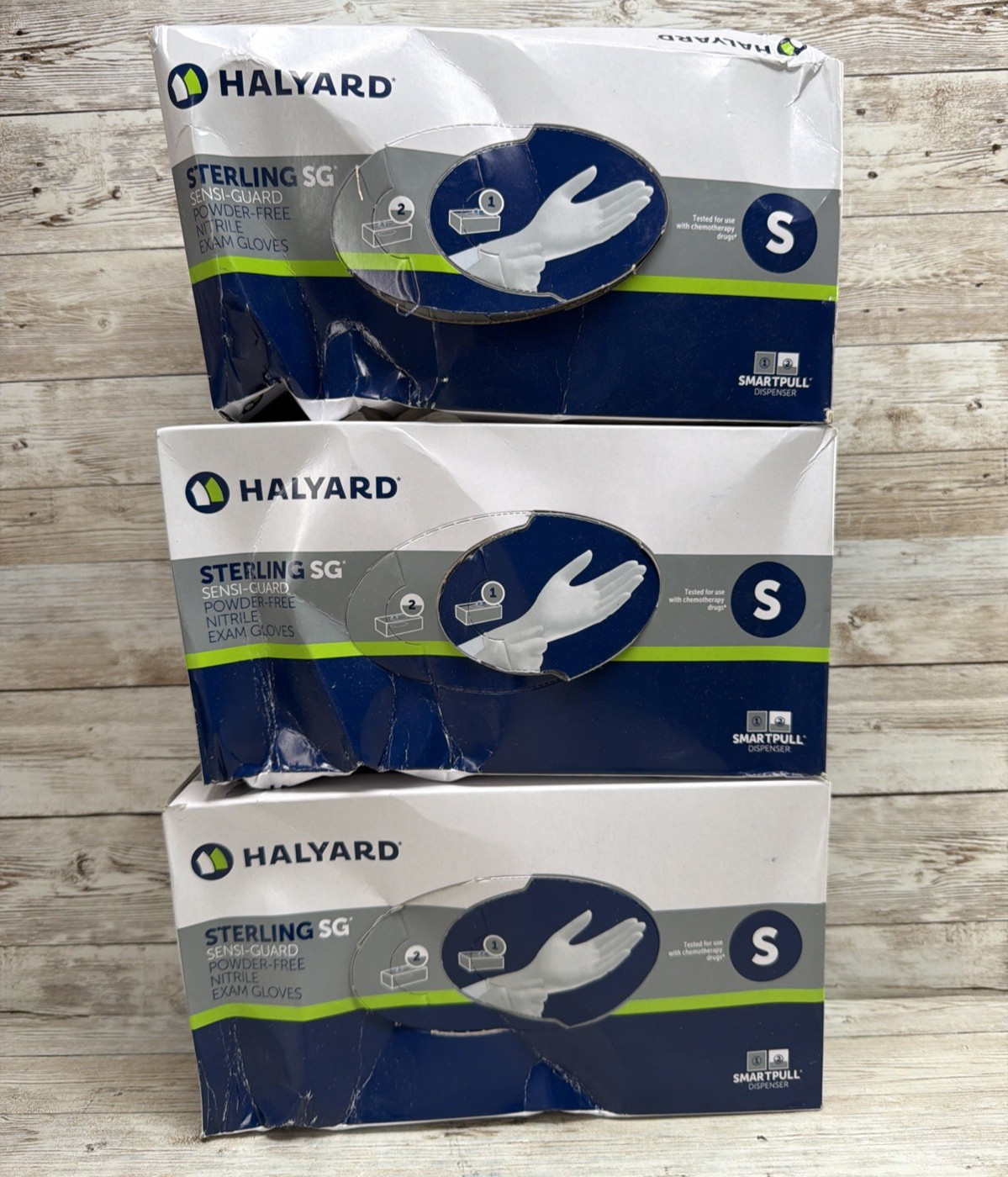 Halyard Sterling SG Nitrile Exam Gloves *3 DENTED Box* Size: SMALL Exp: 10/29