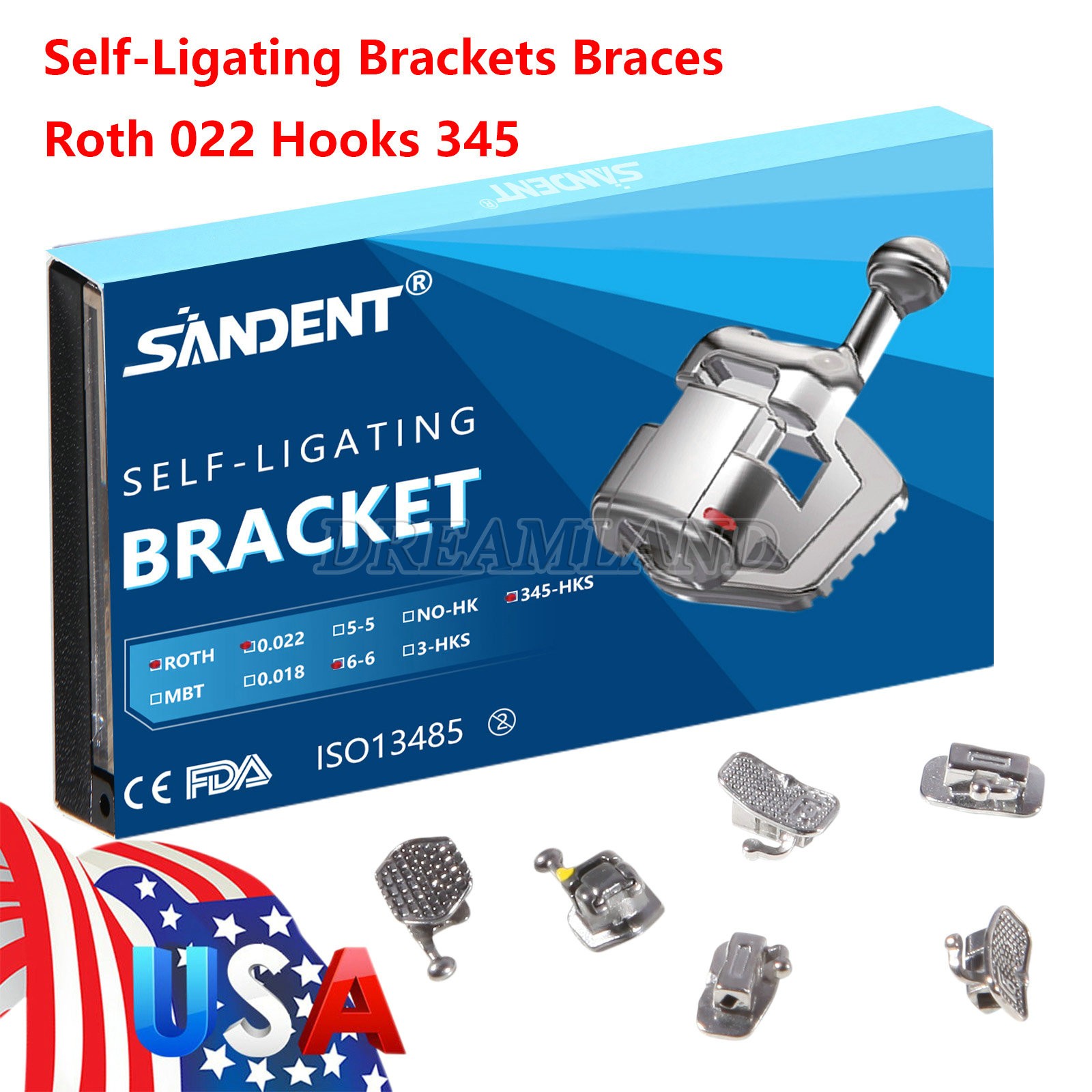 1 Pack Dental Orthodontic Bracket Braces Ceramic MBT 022 with 3-4-5 Hooks