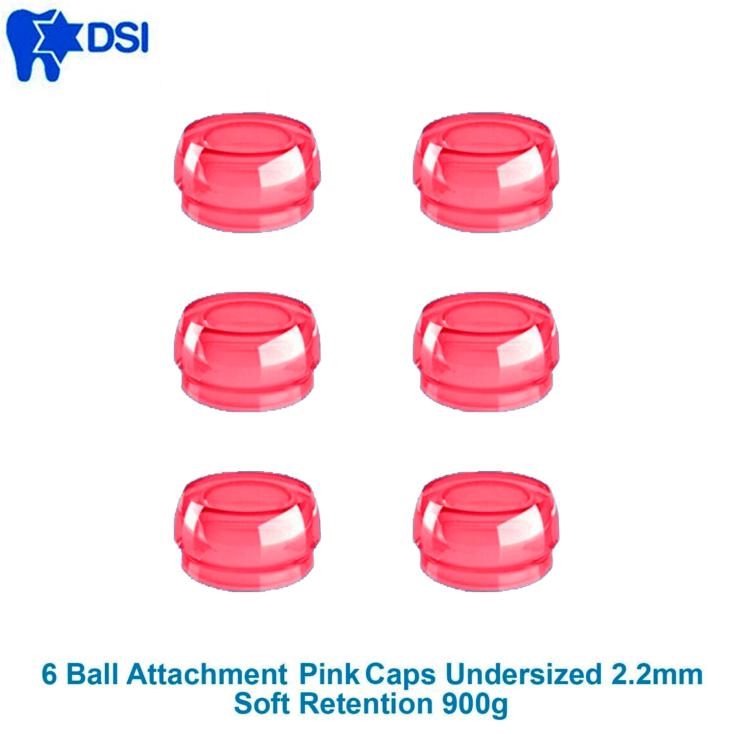 DSI Dental Lab Implant Undersized Ø2.2mm 6 Insert Caps Retentive Attachment 900g