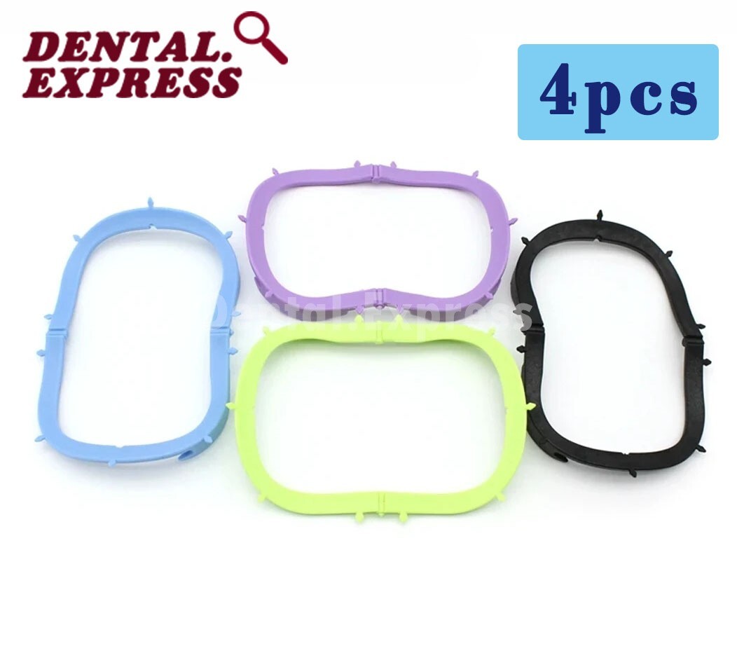 4pcs Dental Foldable Frame X-Ray Film Holder Rubber Dam Sheets Frames Plastic
