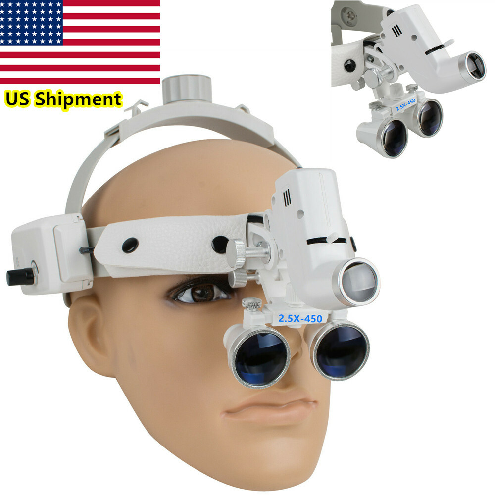 Dental Headband Magnifier 2.5x Surgical Binocular Loupes W/5W LED Headlamp