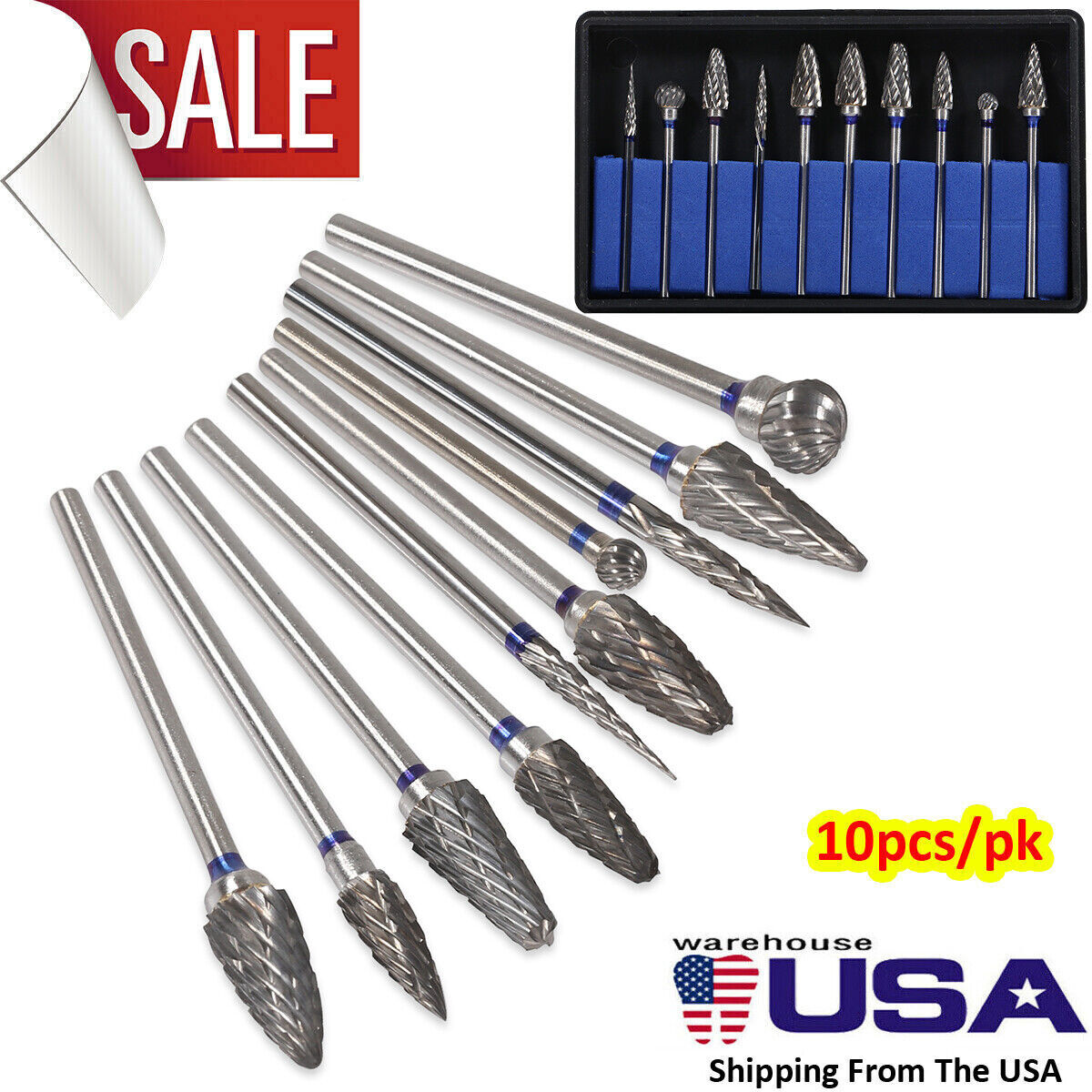 Dental Lab Polishing Drills Tungsten Steel Carbide Burs 2.35MM Medium Cross Cut