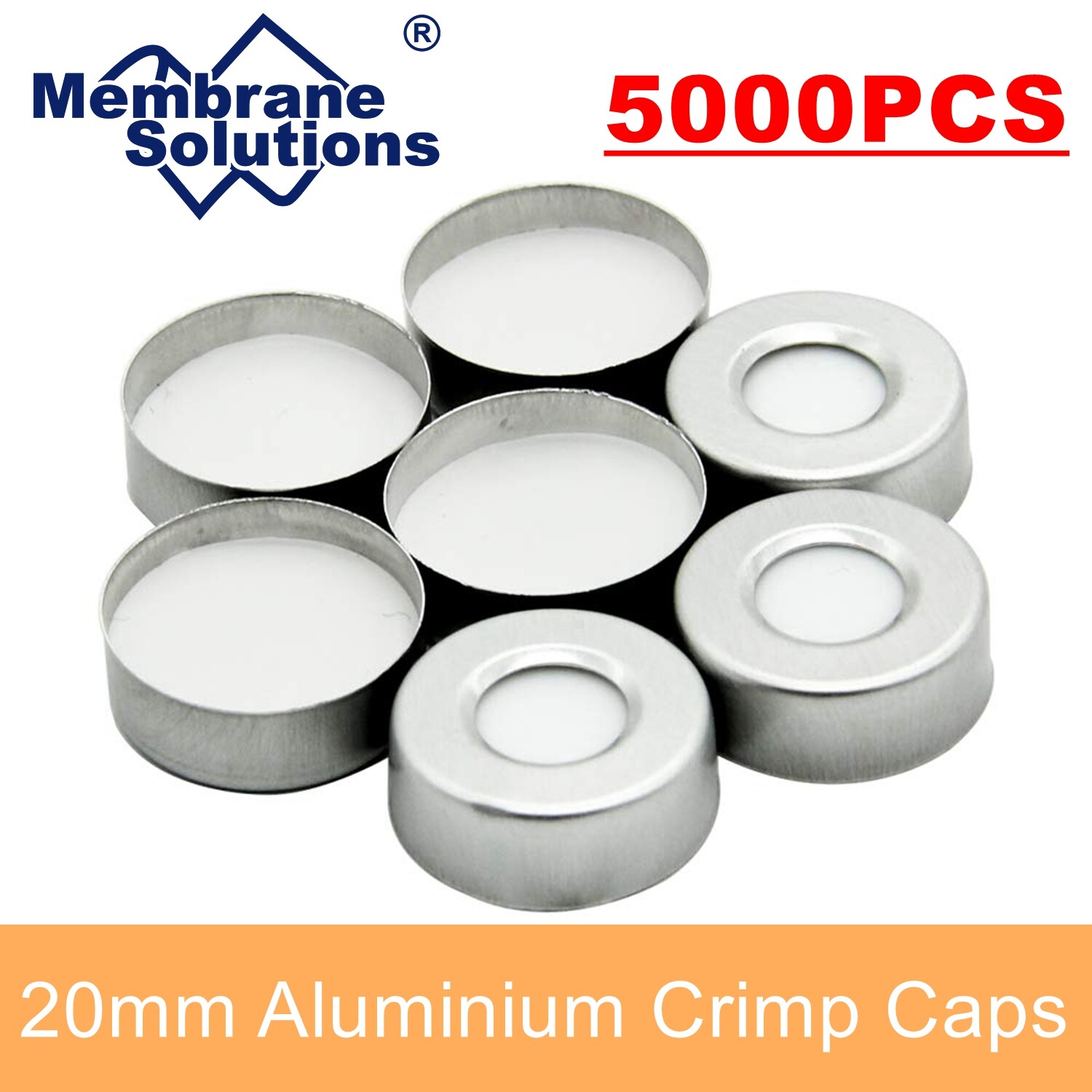 Simpure 5000pcs 20mm Crimp Top Caps Aluminum Crimp Seal for 10ml 20ml HPLC Vials