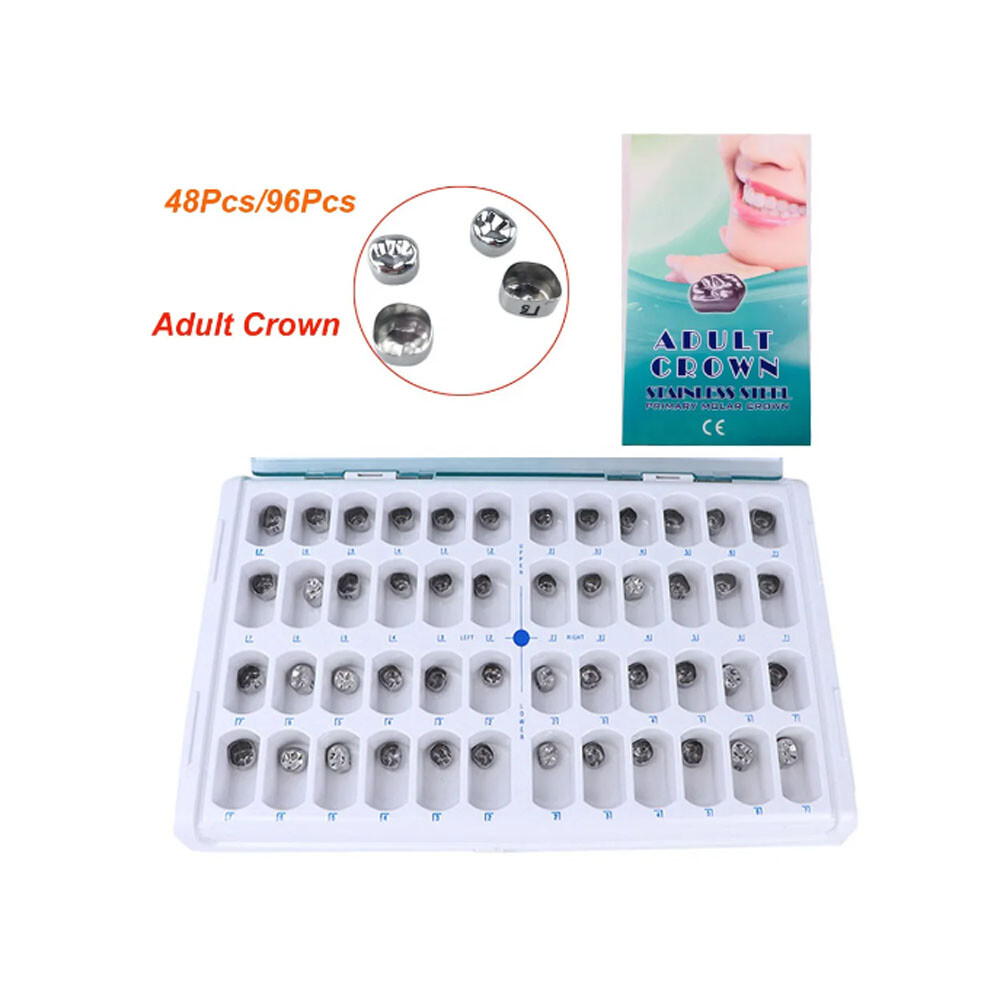 48Pcs/96Pcs Dental Crown for Teeth Preformed Primary Molar Adult Kid Crowns