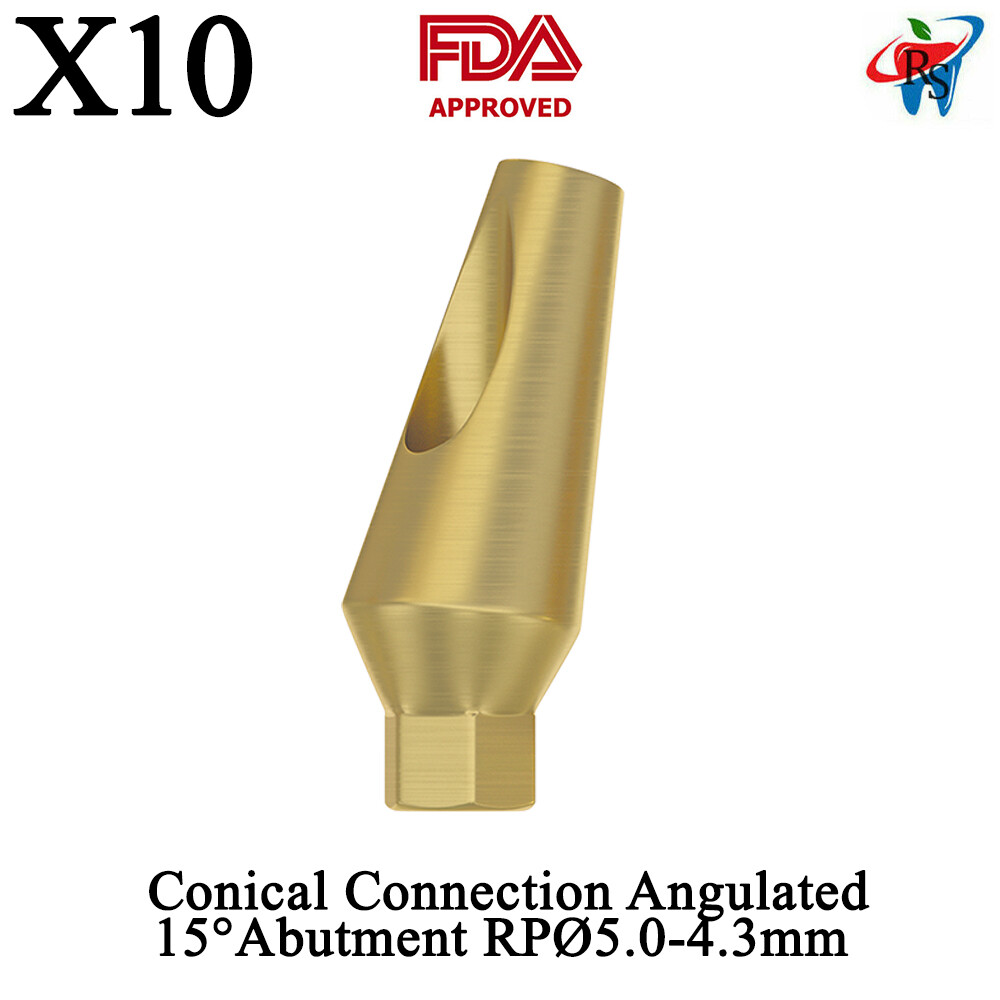 10pcs DSl Abutments Angulated 15° Conical Connection RP Ø5.0-4.3mm Implant