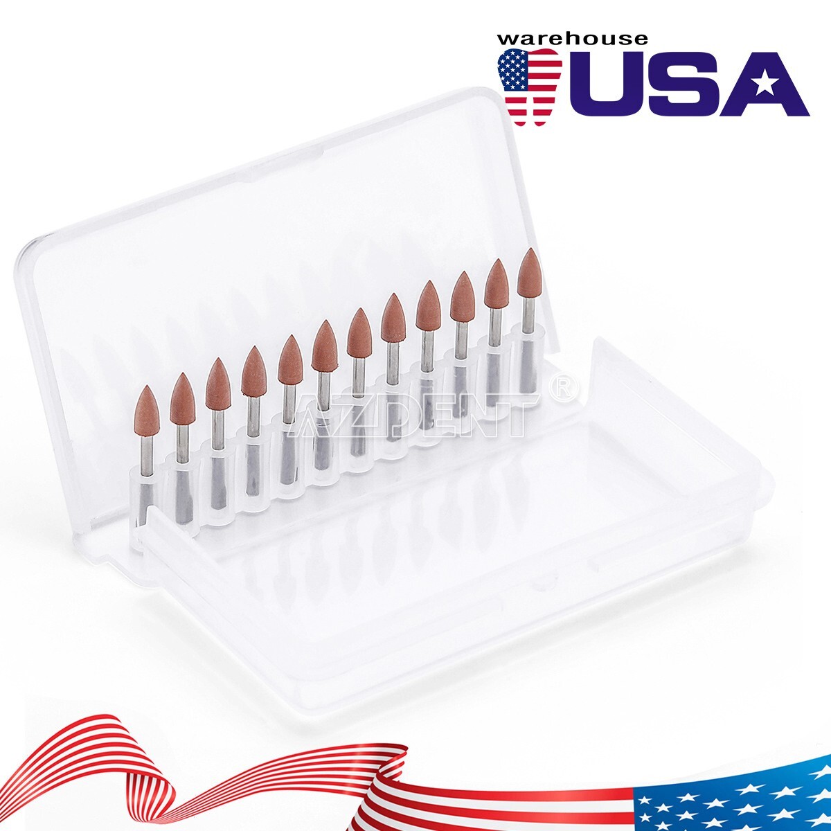 12pcs AZDENT Dental Brownie Polisher Friction Grip 0413 FG Mini Points FG 1.6mm