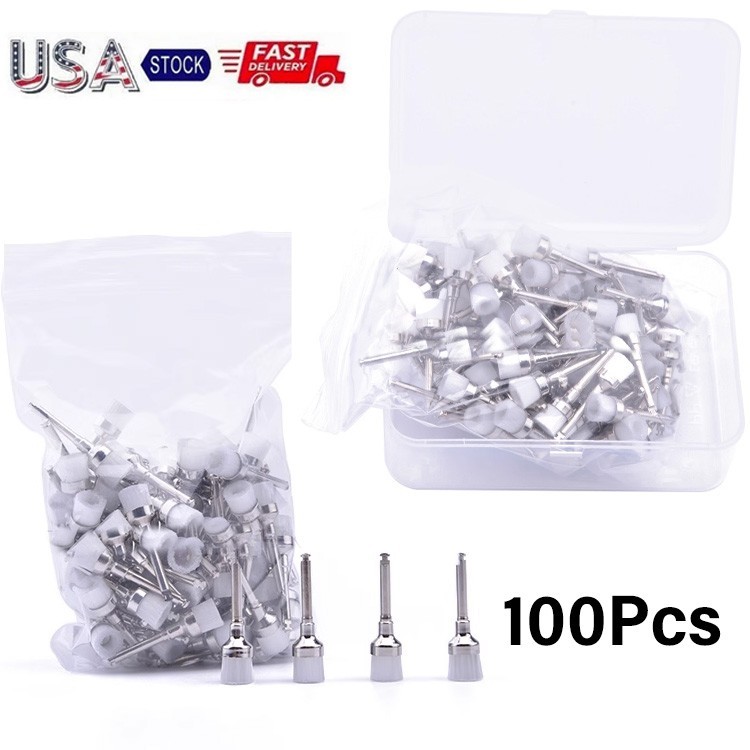 100Pcs Dental Nylon Polishing Brush Bristles Latch Flat Polisher Cup Teeth Bowl