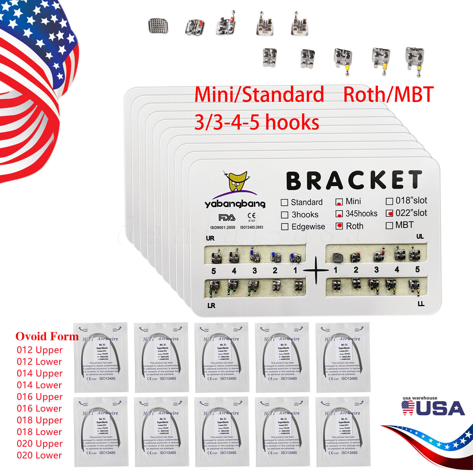 Dental Orthodontics Brackets Braces /Supper Elastic Niti Round Arch Wires OR