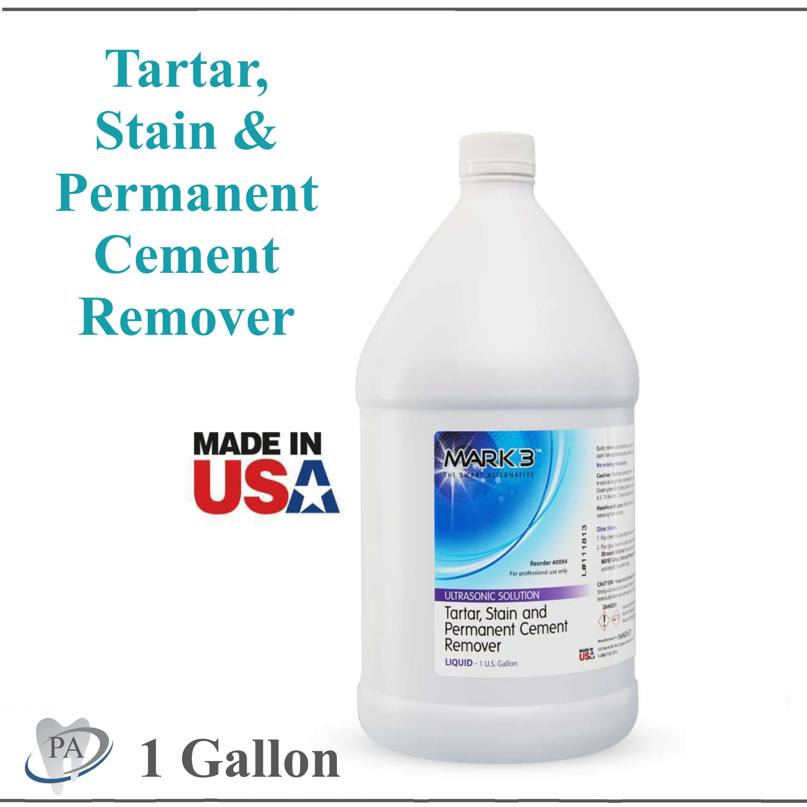 Dental Tartar, Stain & Permanent Cement Remover – Ultrasonic Solution, 1 Gallon