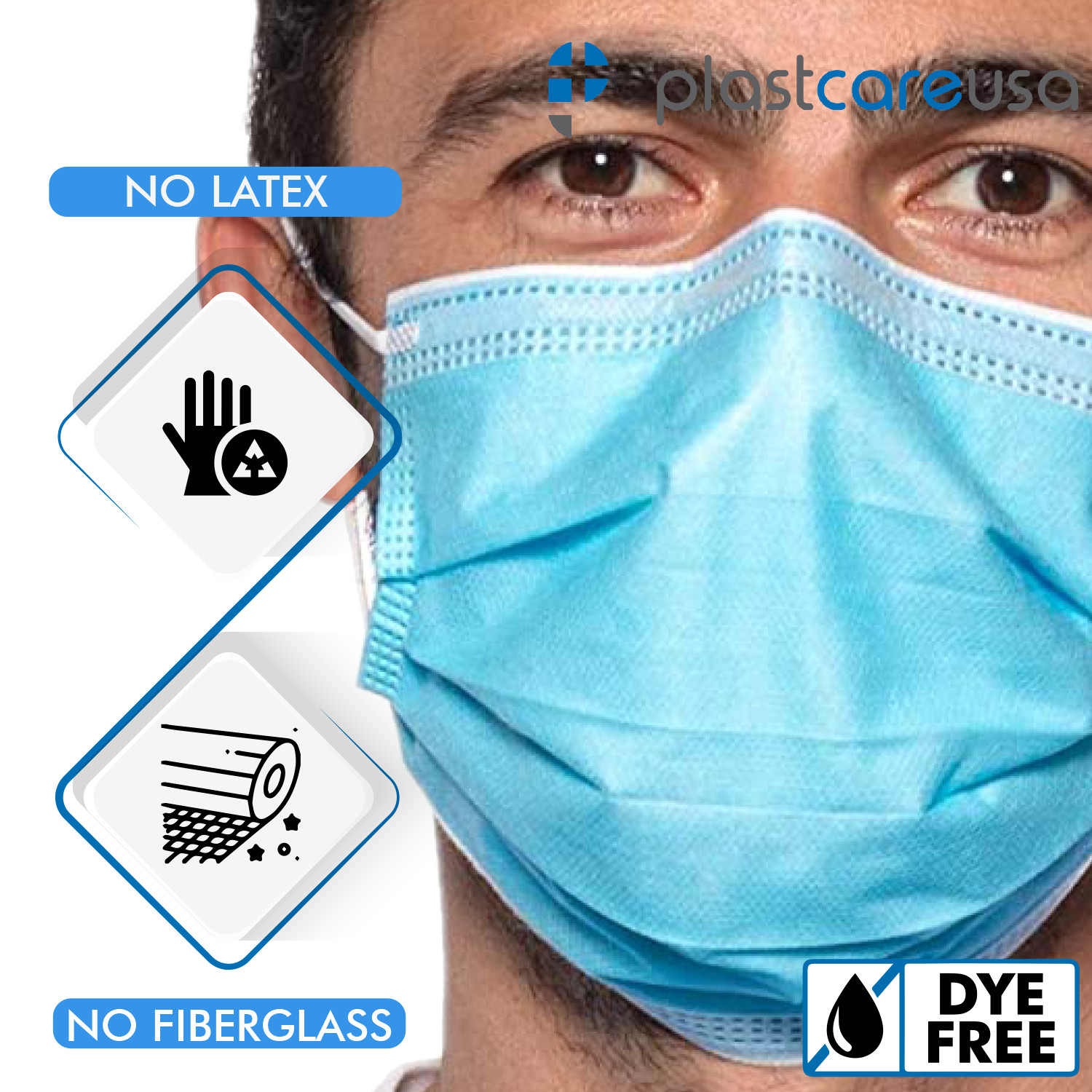 500 x Blue ASTM Level 3 4-Ply Disposable Medical Surgical Face Masks (10 Boxes)