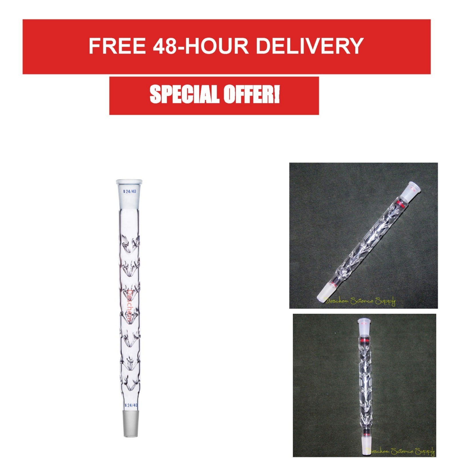 200mm Vigreux Distilling Column Lab Borosilicate Glass Tube 24/40