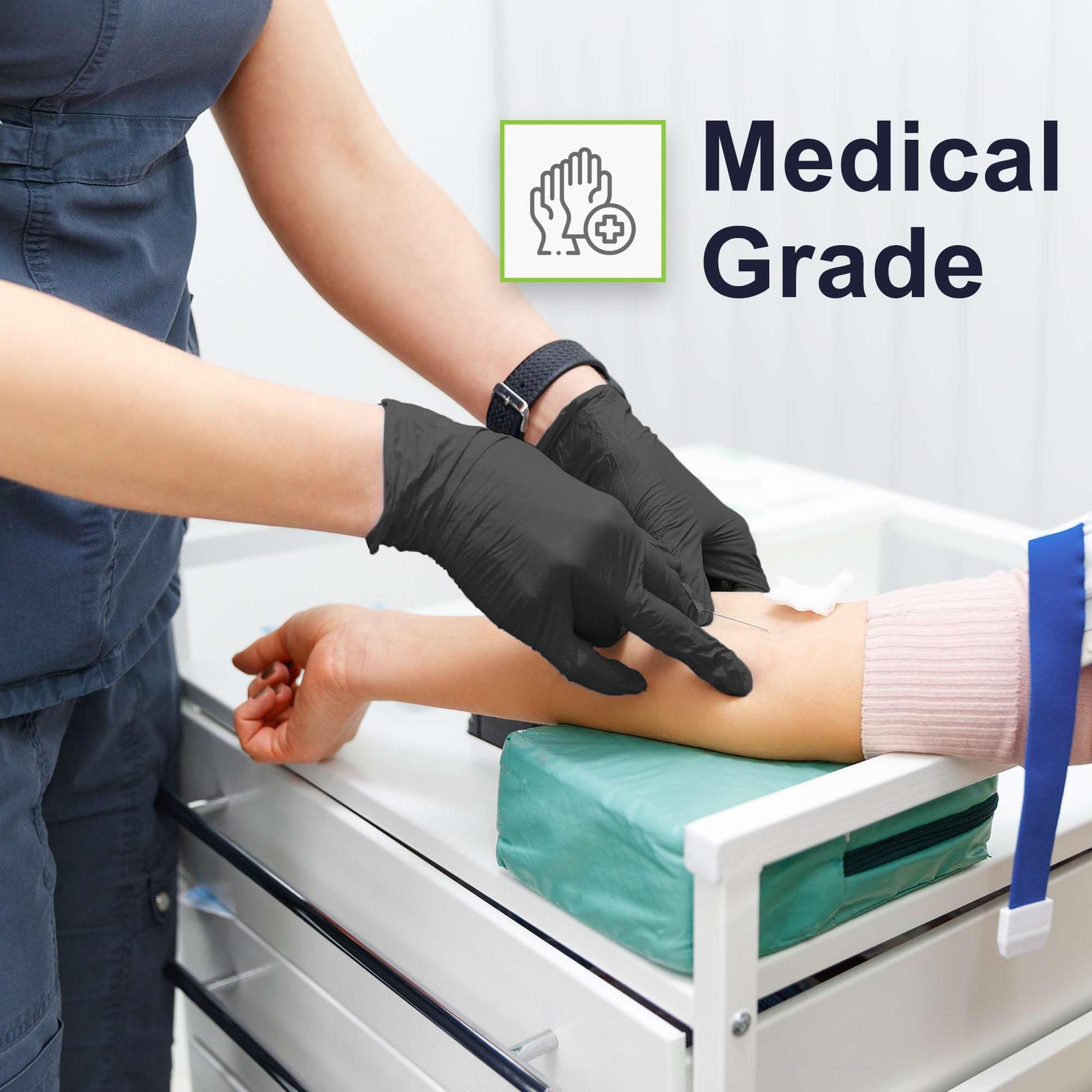 [150 Count] Medium Biodegradable Gloves – Black Nitrile Disposable Gloves – M…