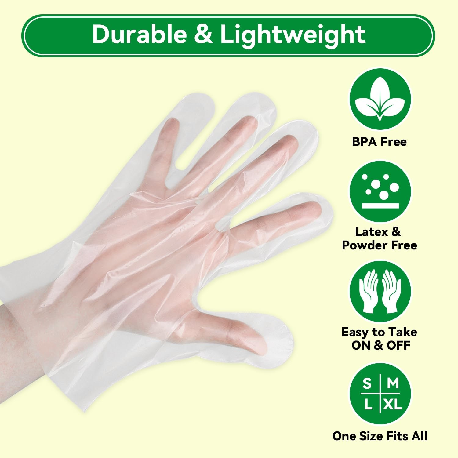 Plastic Gloves Disposable, Latex & Powder Free, Oil-Proof, Thick Clear Gloves…