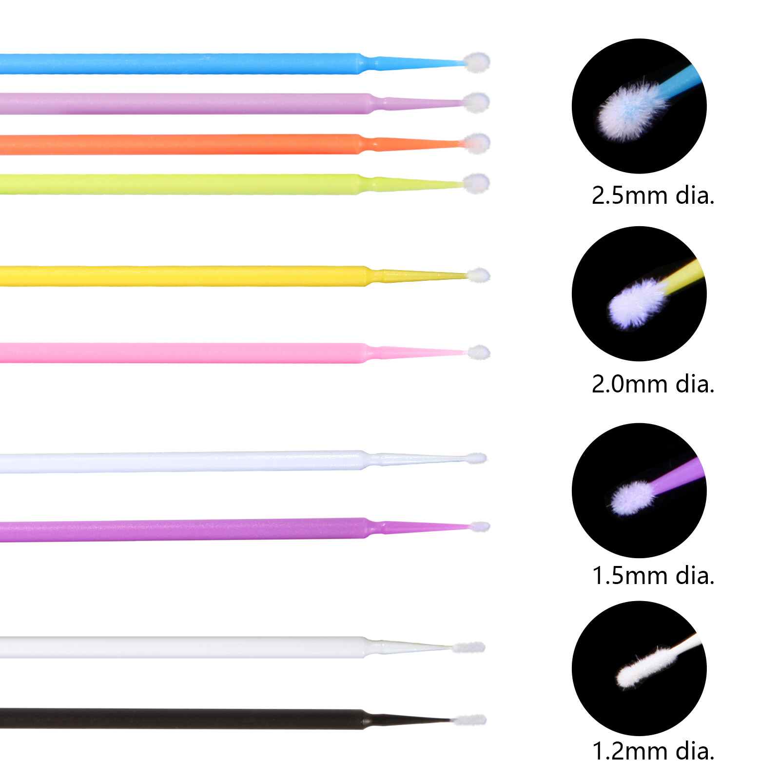 Micro Brushes Applicators Microbrush Dental (Regular,Fine,Super Fine) 10 colors