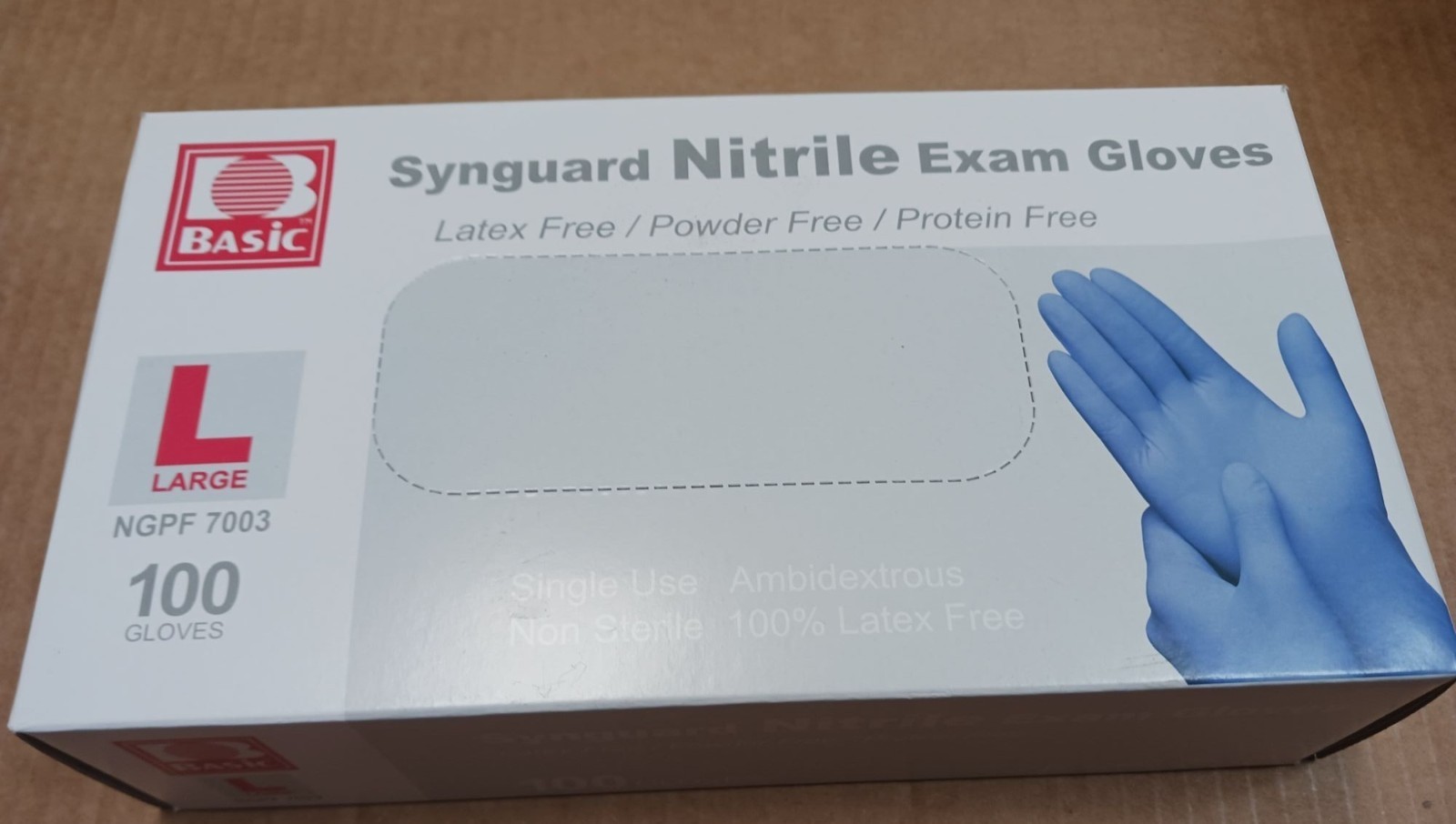Basic Synguard Nitrile Exam Gloves Size Large Ambidextrous